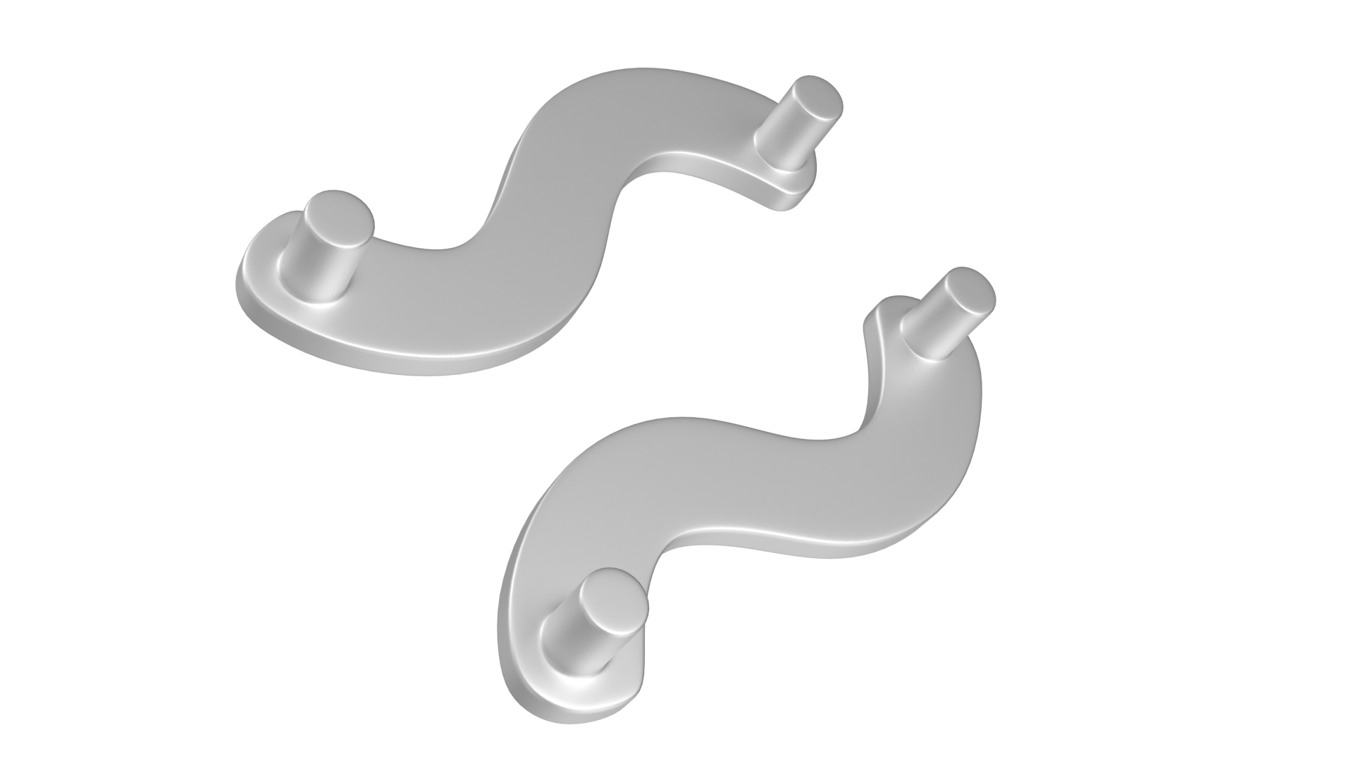 3D Door Handles Flat Wave Metal model