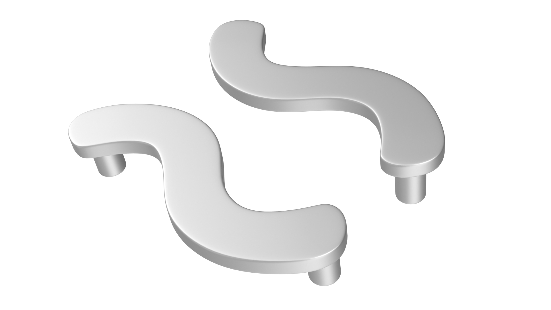 3D Door Handles Flat Wave Metal model