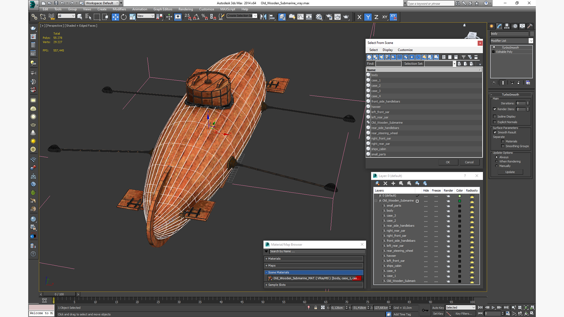 3D model Old Wooden Submarine