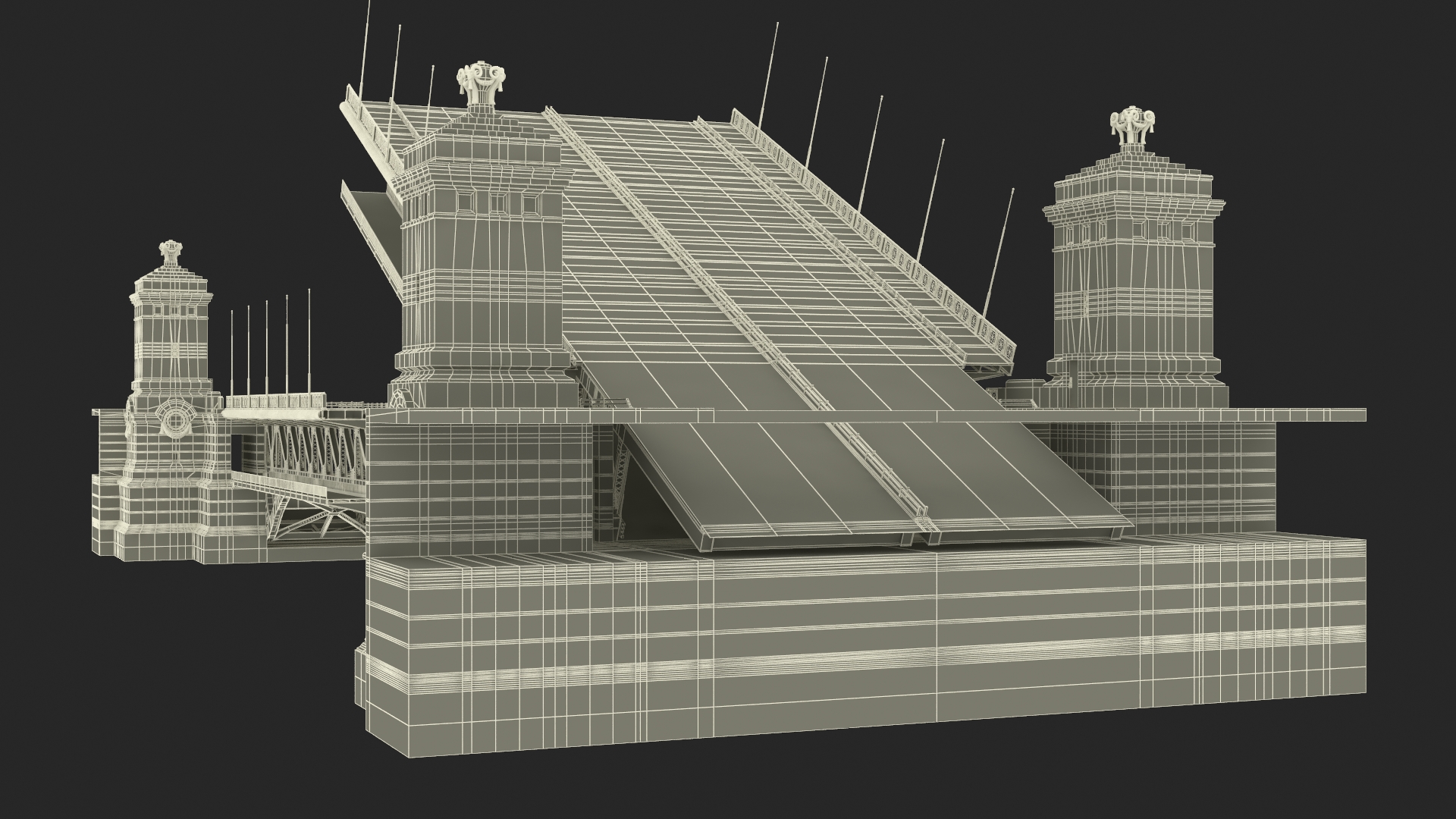 3D model Chicago Drawbridge Raised