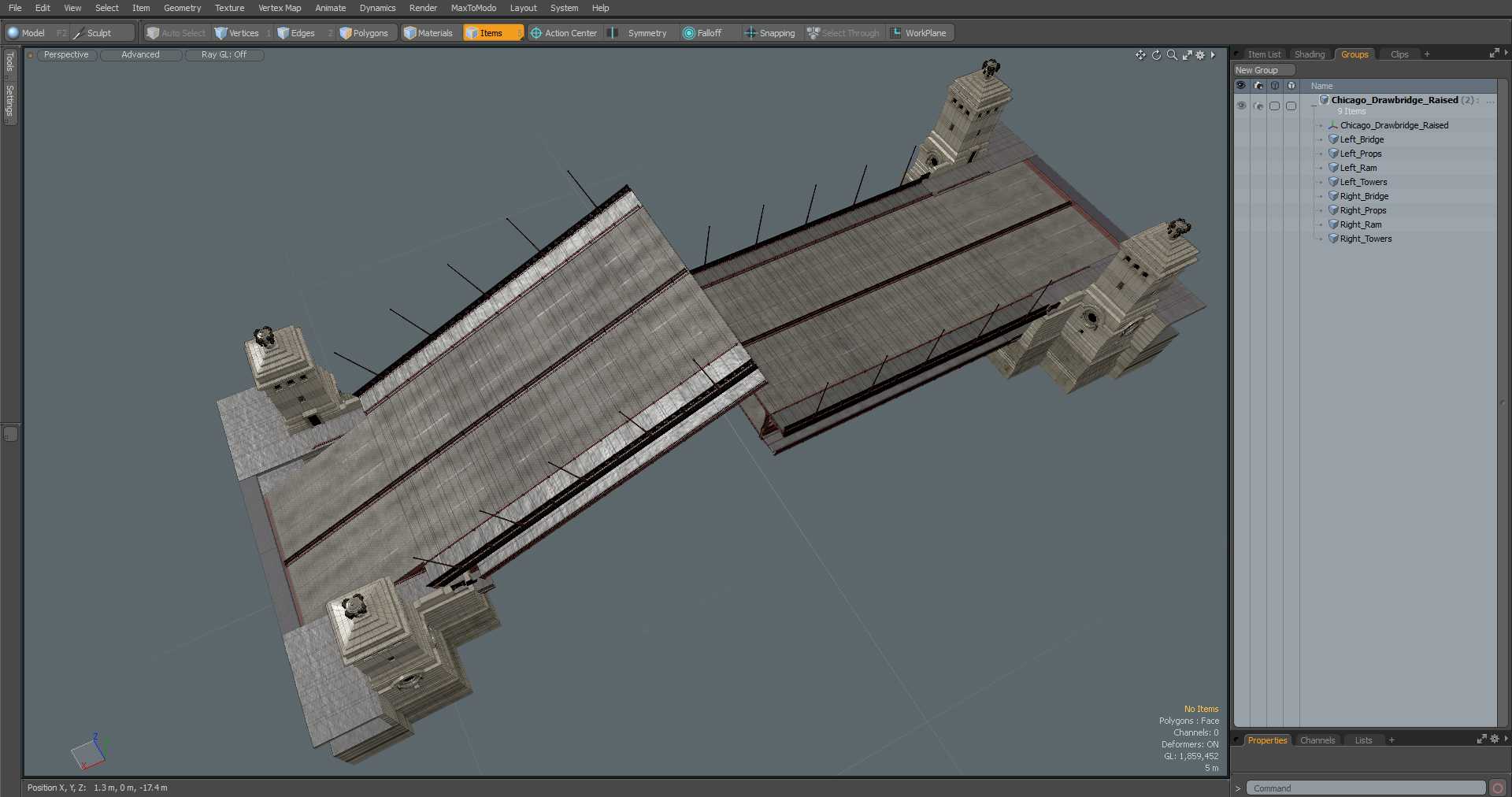 3D model Chicago Drawbridge Raised