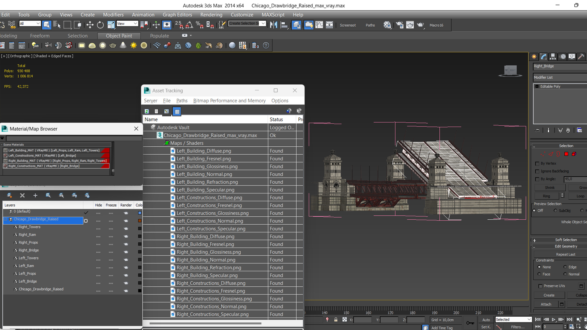 3D model Chicago Drawbridge Raised
