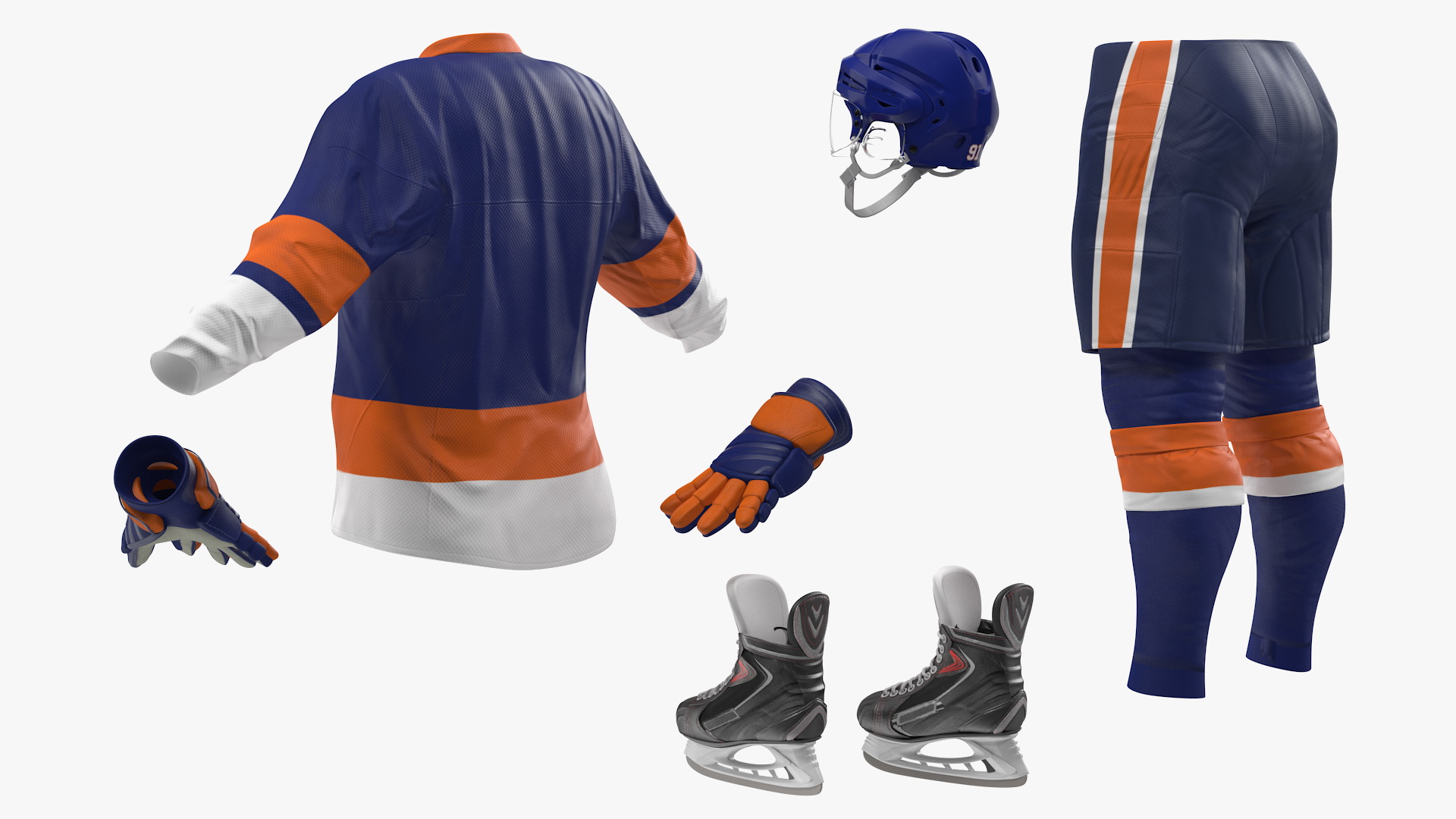 3D Hockey Equipment Blue