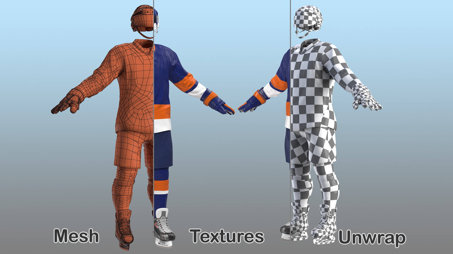 3D Hockey Equipment Blue