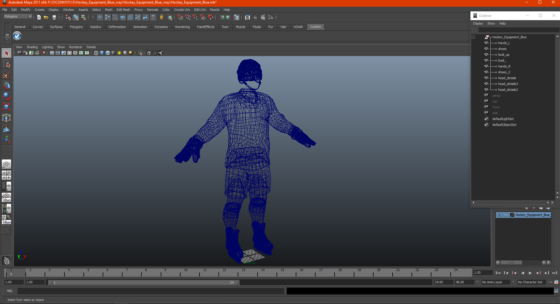 3D Hockey Equipment Blue