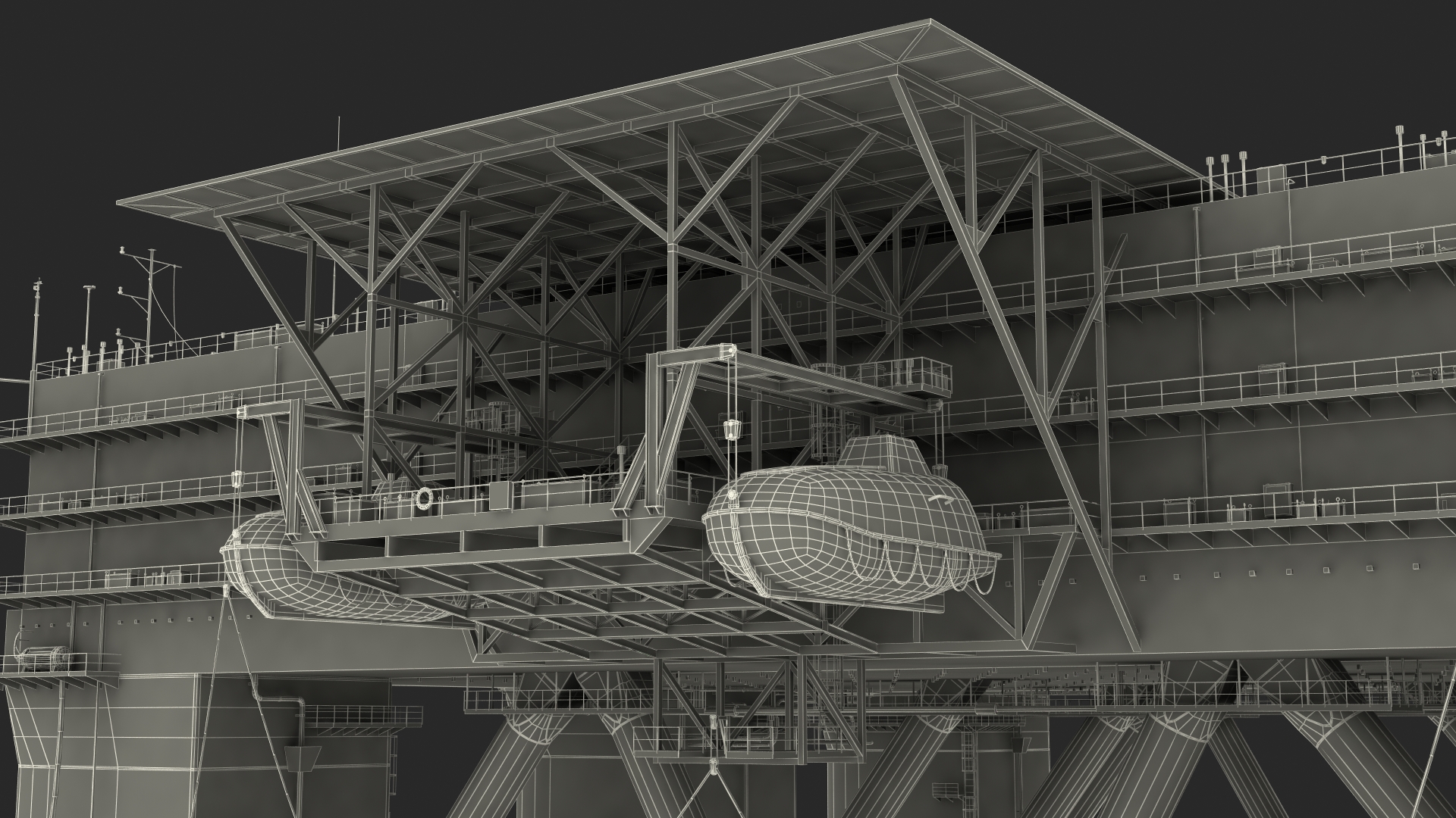 Self Propelled Twin Hulled Semi Submersible Platform 3D