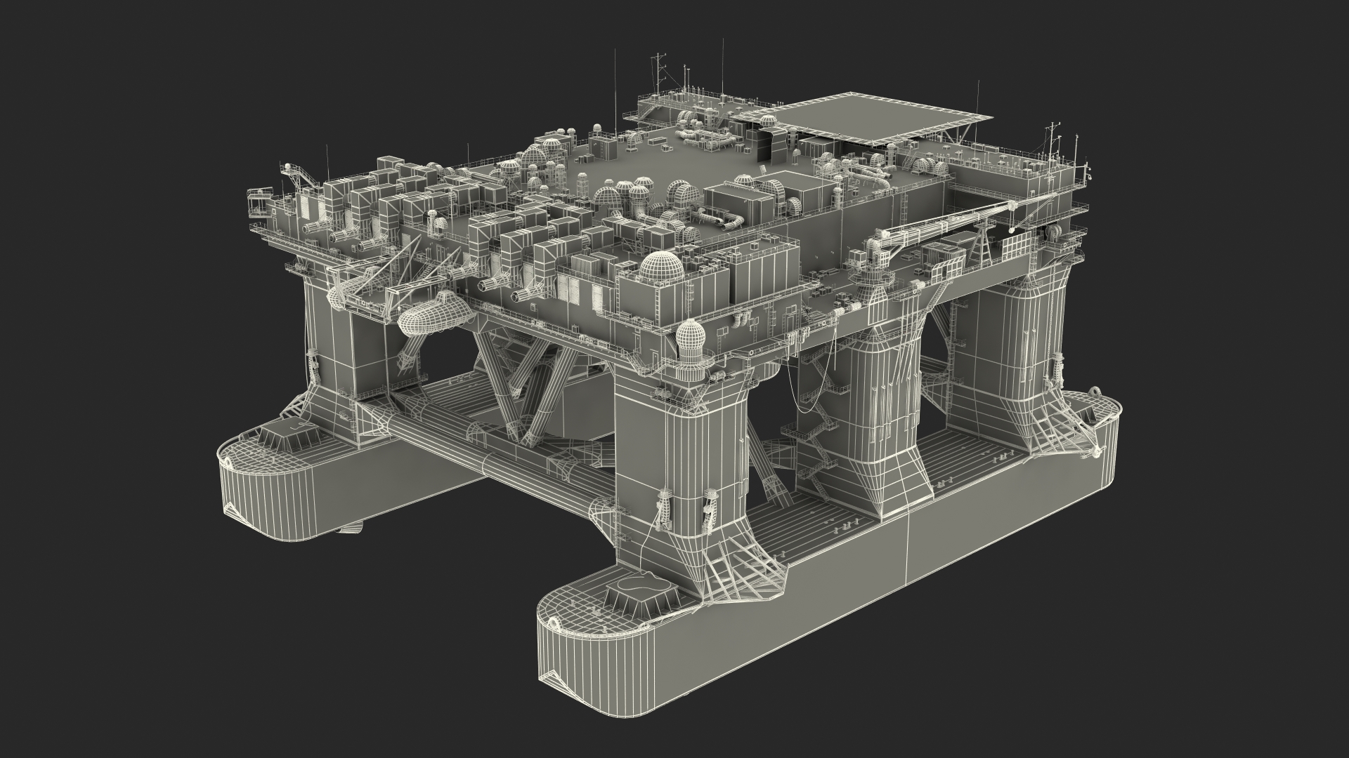 Self Propelled Twin Hulled Semi Submersible Platform 3D