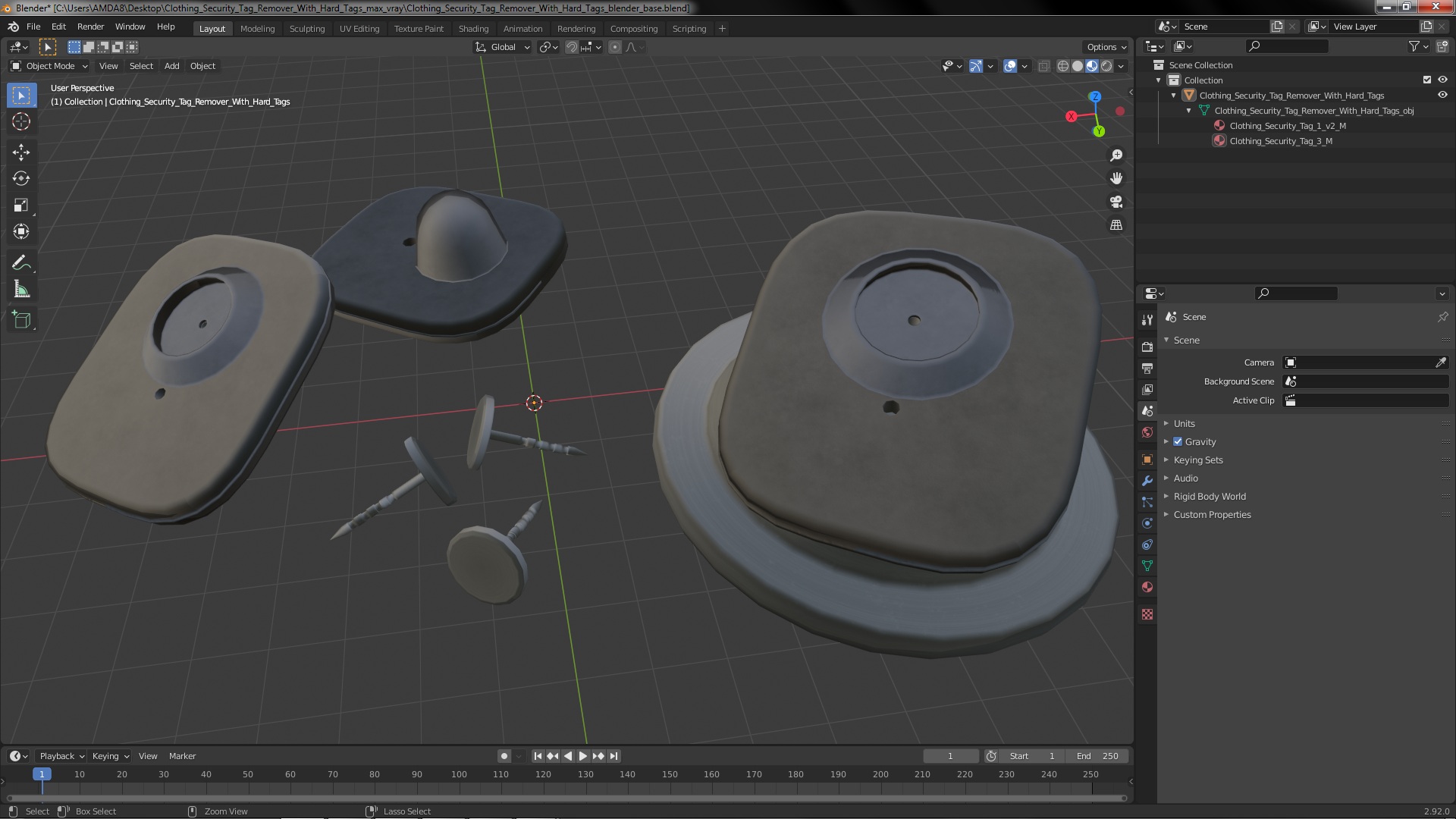 Clothing Security Tag Remover With Hard Tags 3D model