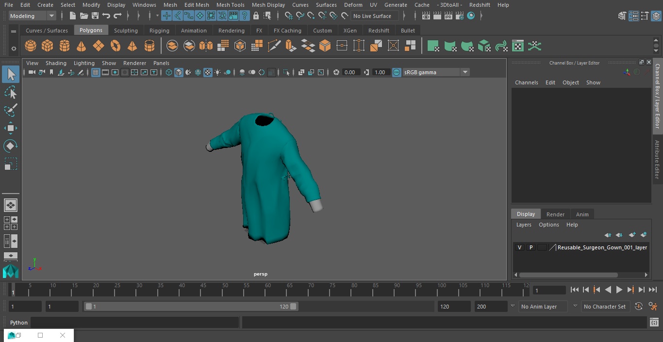 3D Reusable Surgeon Gown