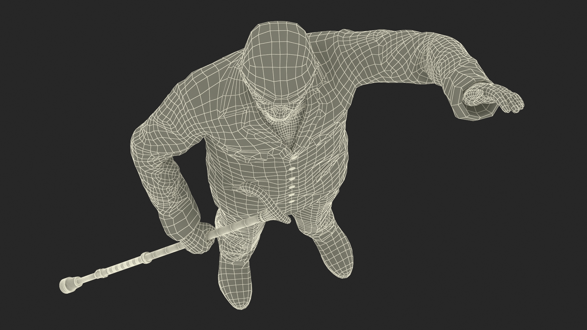 3D model Waving Old Man with Stick