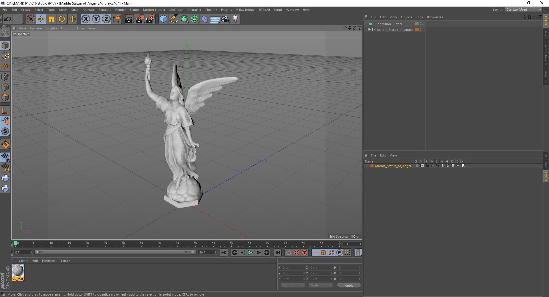 Marble Statue of Angel 3D