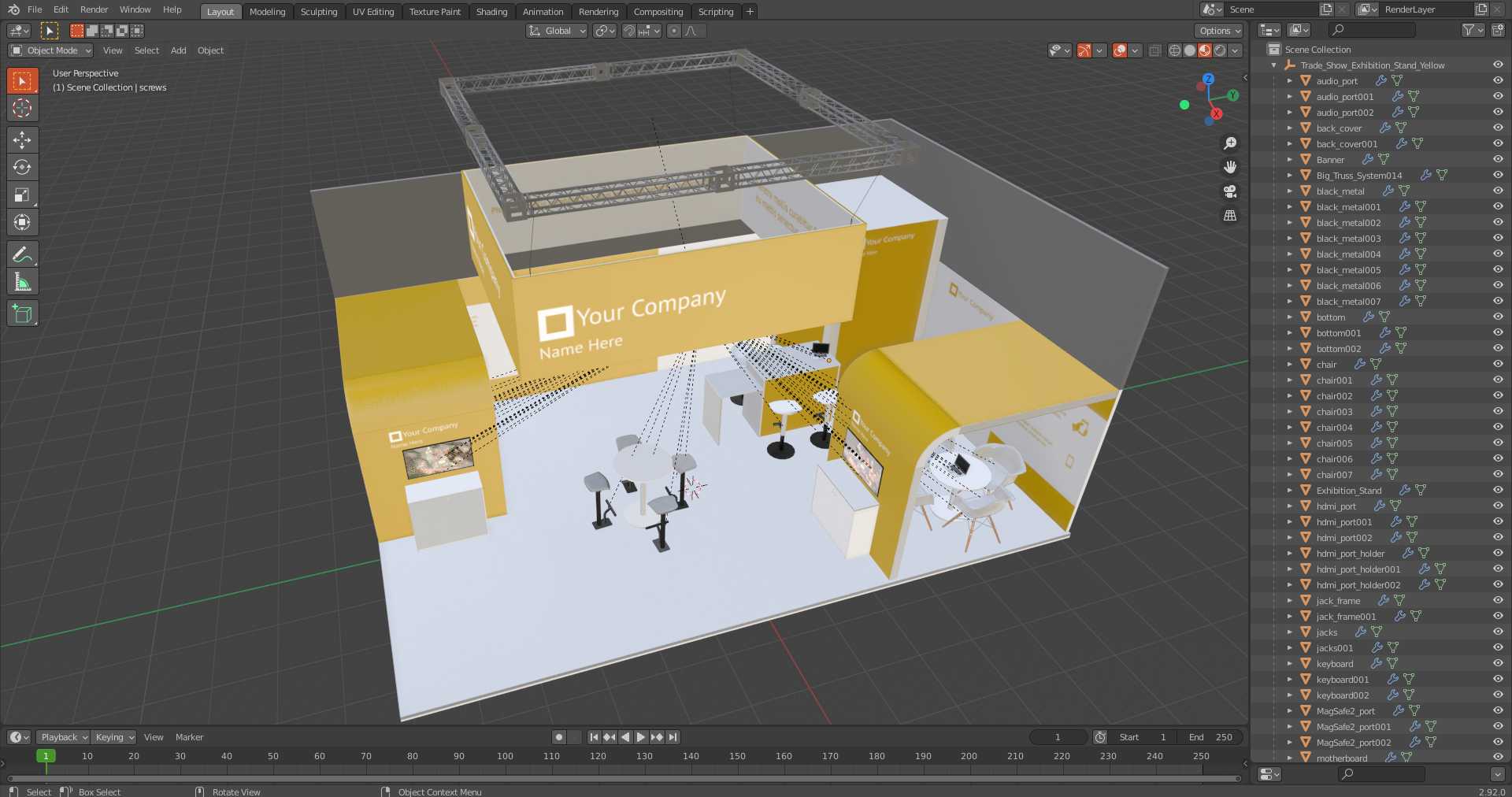 3D Exhibition Stand Yellow model