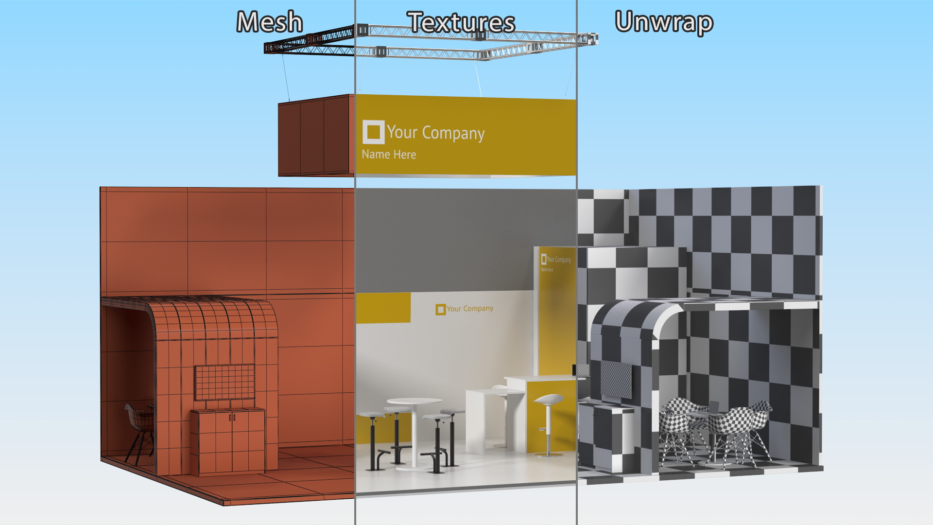3D Exhibition Stand Yellow model