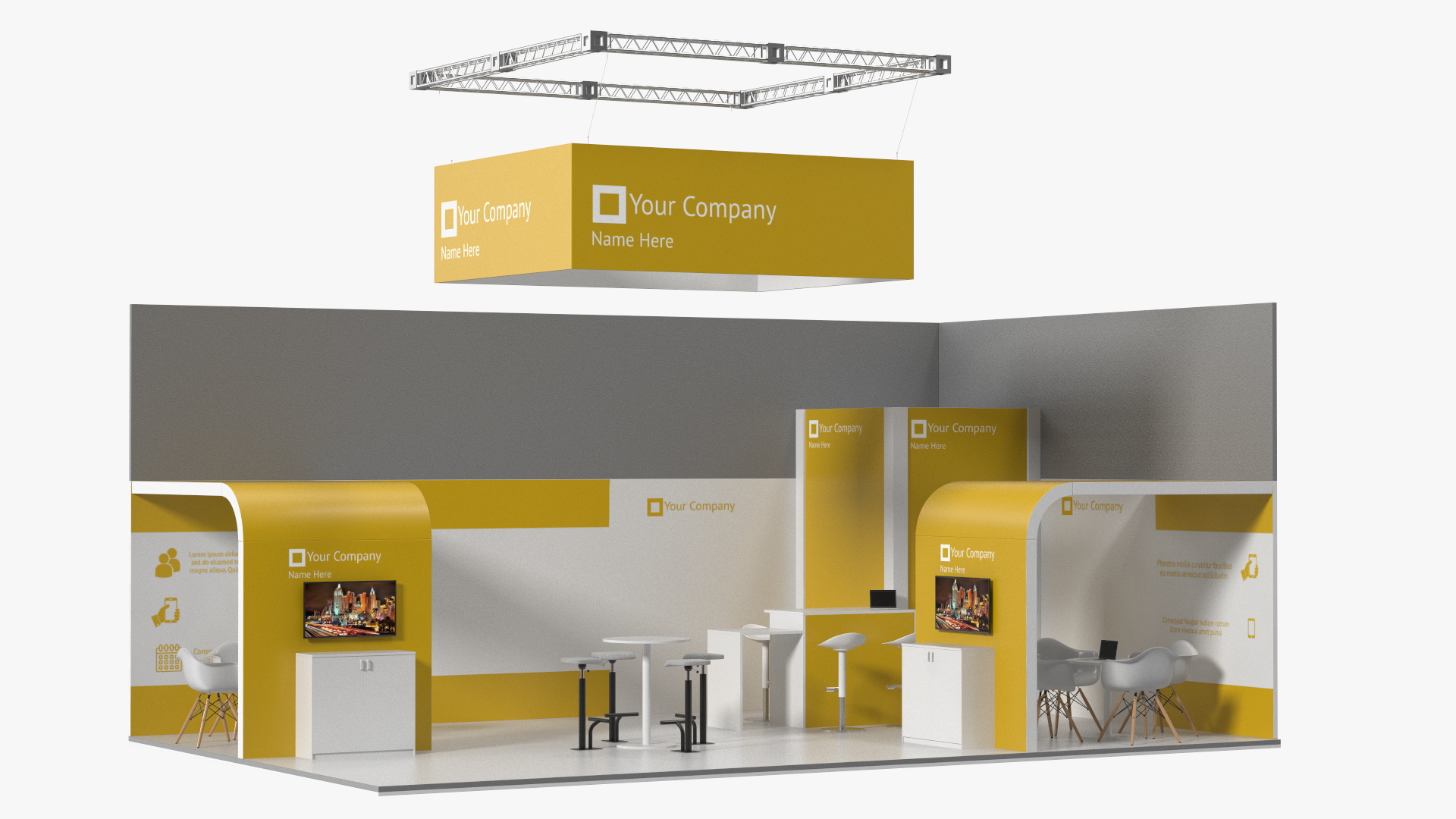 3D Exhibition Stand Yellow model
