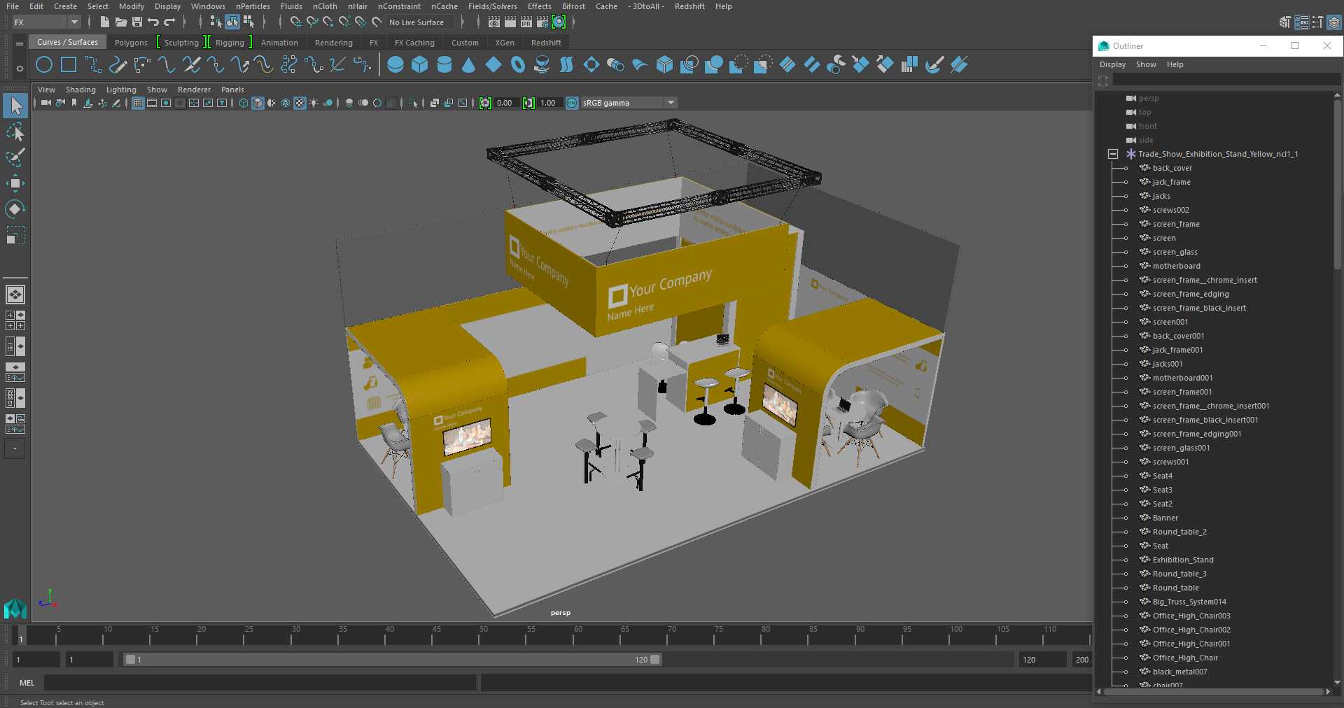 3D Exhibition Stand Yellow model