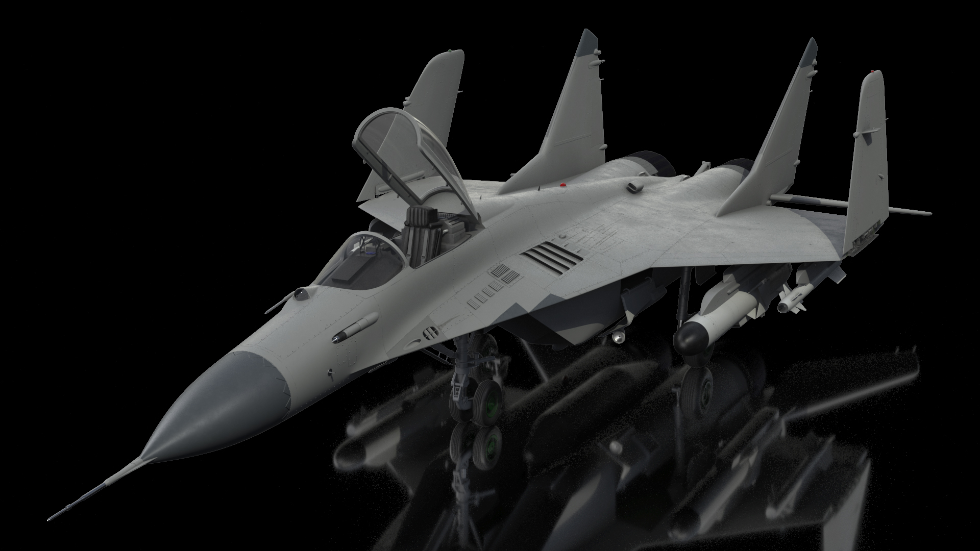3D MiG 29 Fighter Aircraft with Armament Rigged for Cinema 4D model