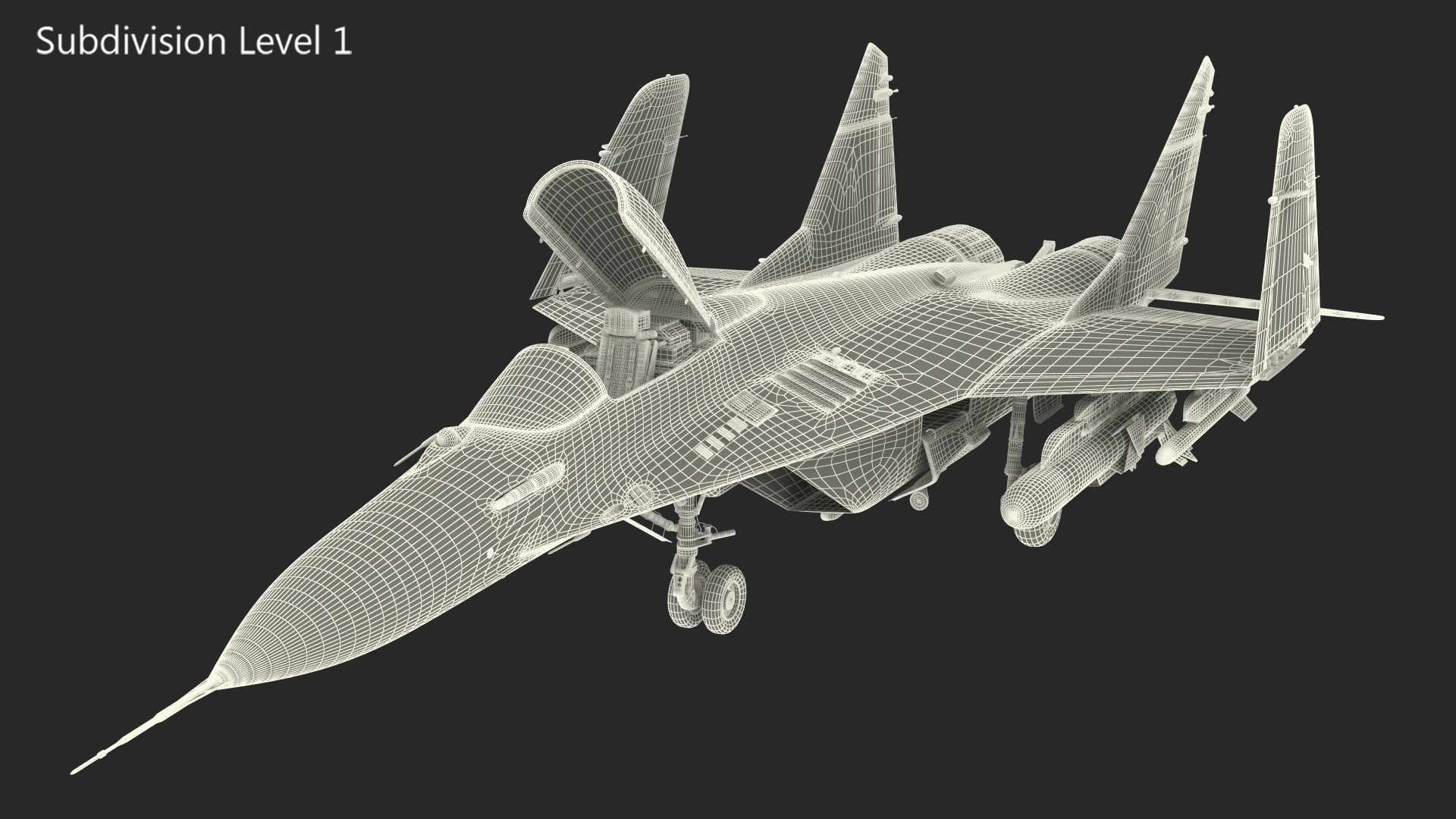 3D MiG 29 Fighter Aircraft with Armament Rigged for Cinema 4D model