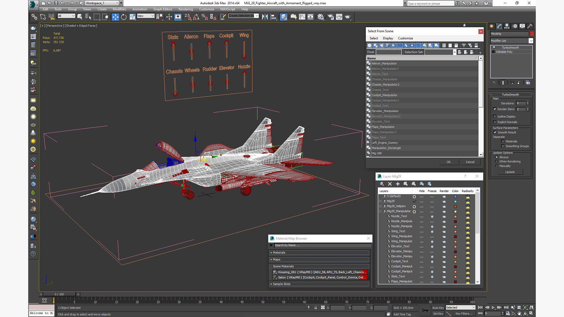 3D MiG 29 Fighter Aircraft with Armament Rigged for Cinema 4D model