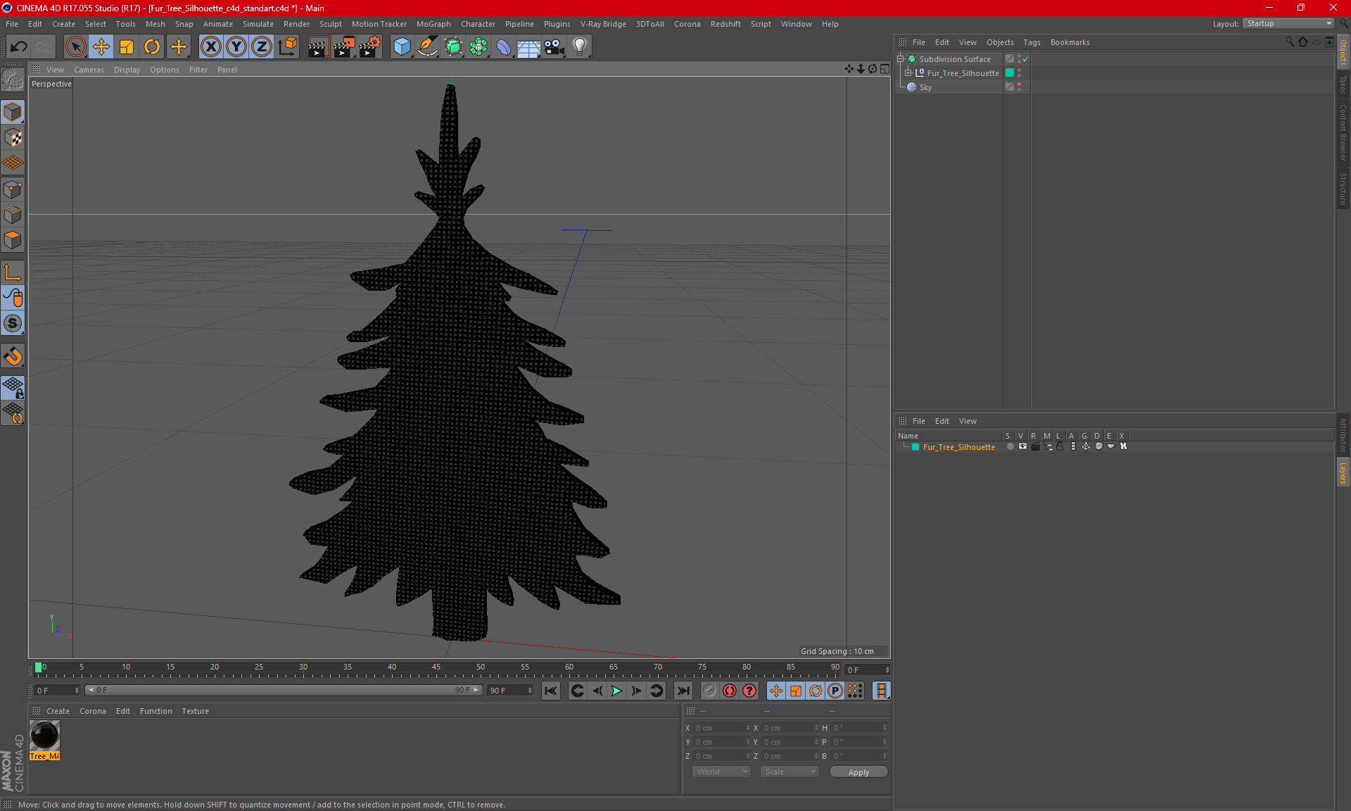 Fur Tree Silhouette 3D model