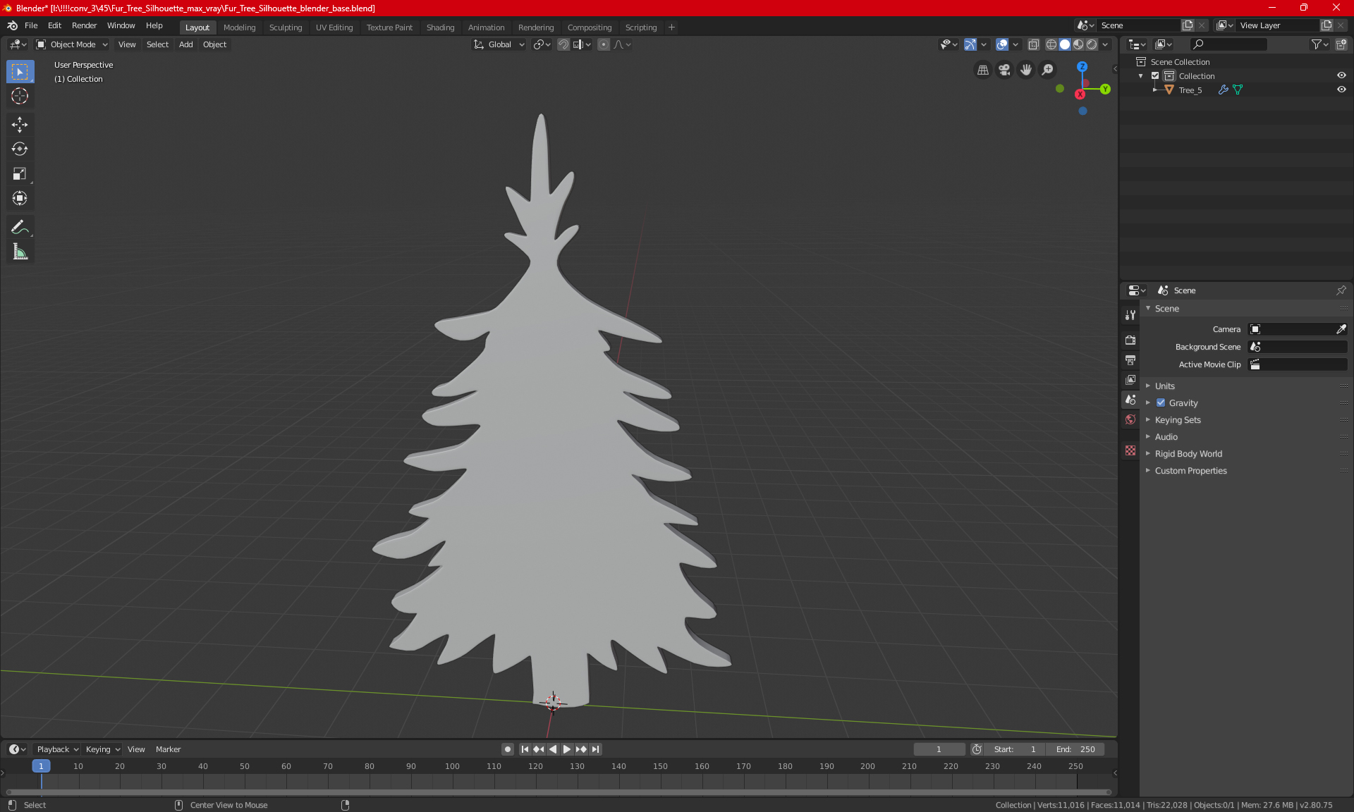 Fur Tree Silhouette 3D model