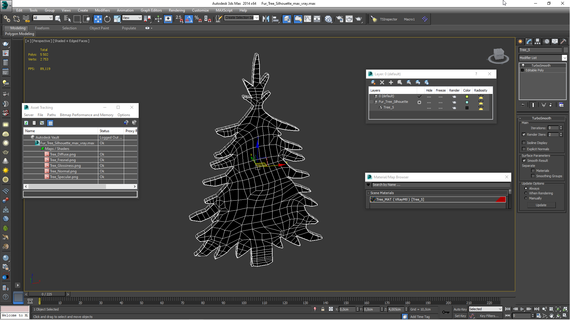 Fur Tree Silhouette 3D model
