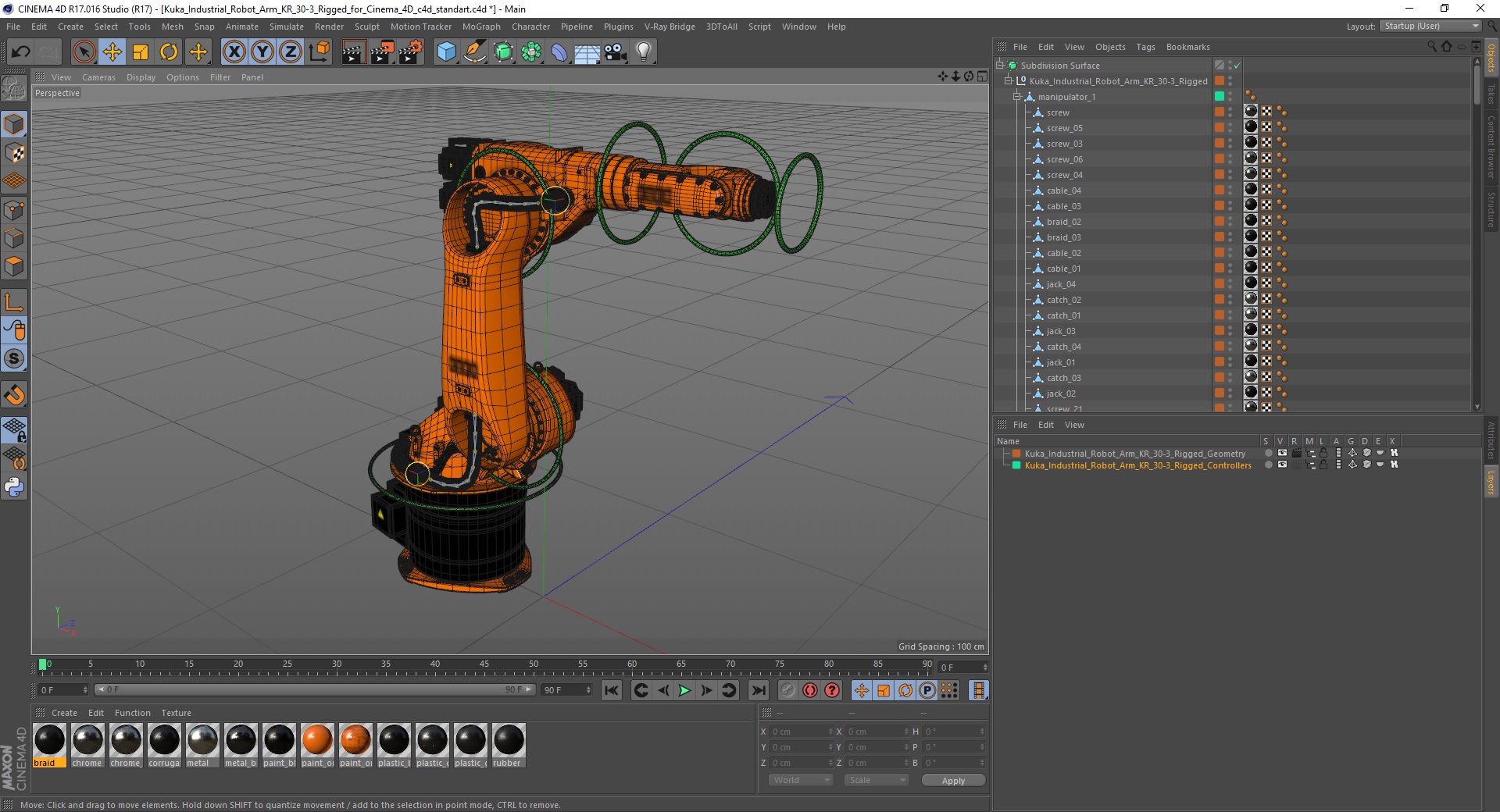 Kuka Industrial Robot Arm KR 30-3 Rigged for Cinema 4D 3D model