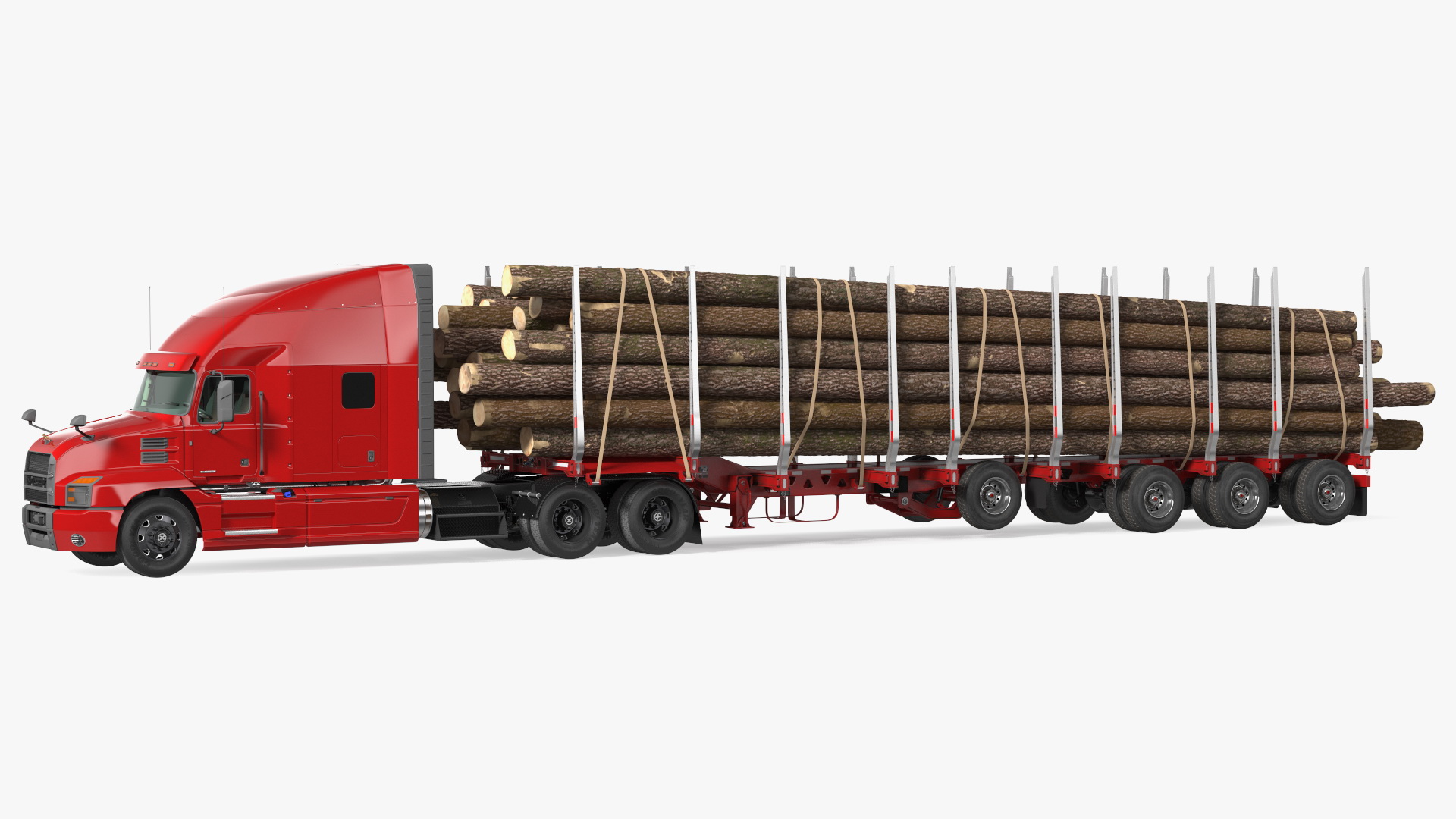 3D Mack Anthem Truck With Logging Trailer model