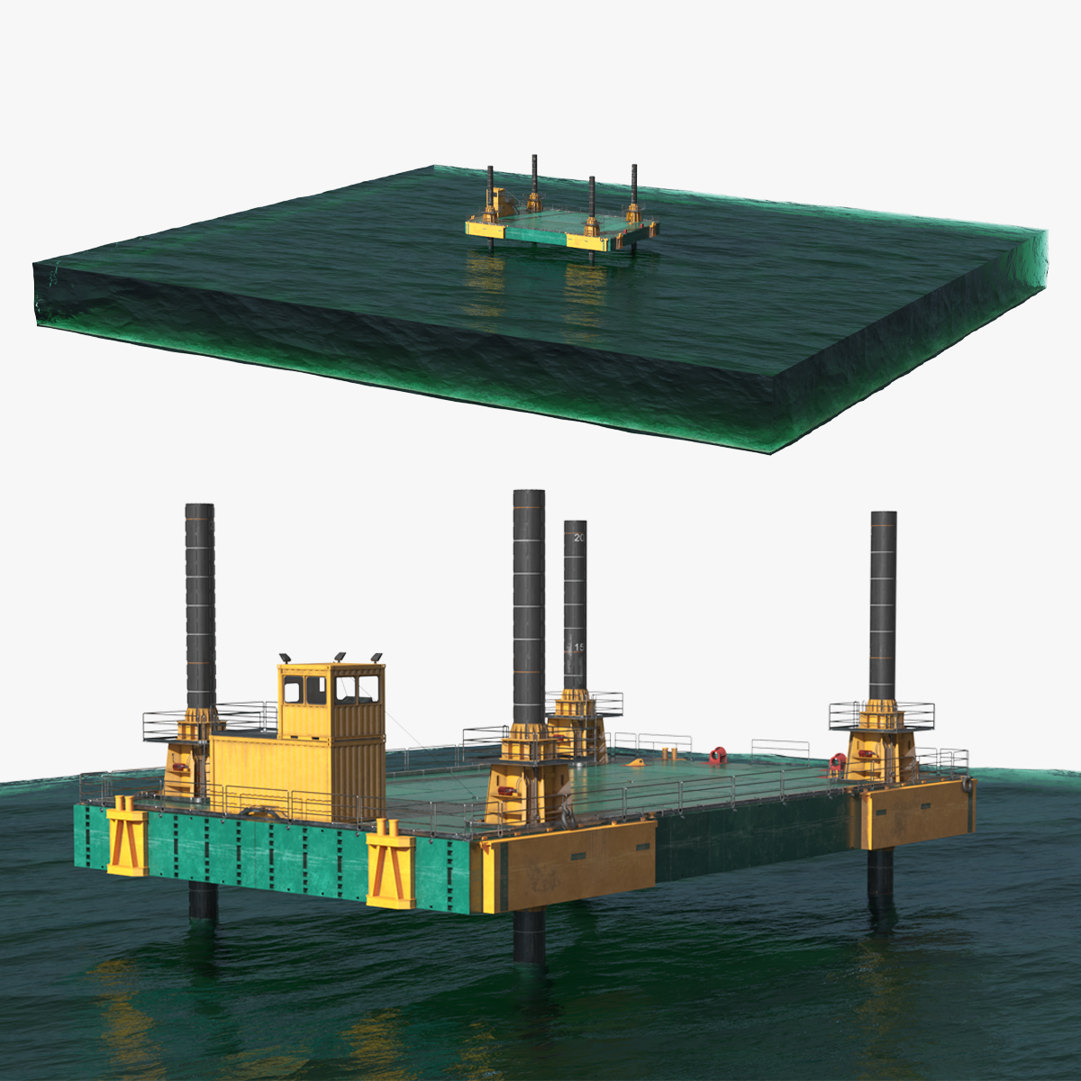 Offshore Jack Up Pontoon in Water