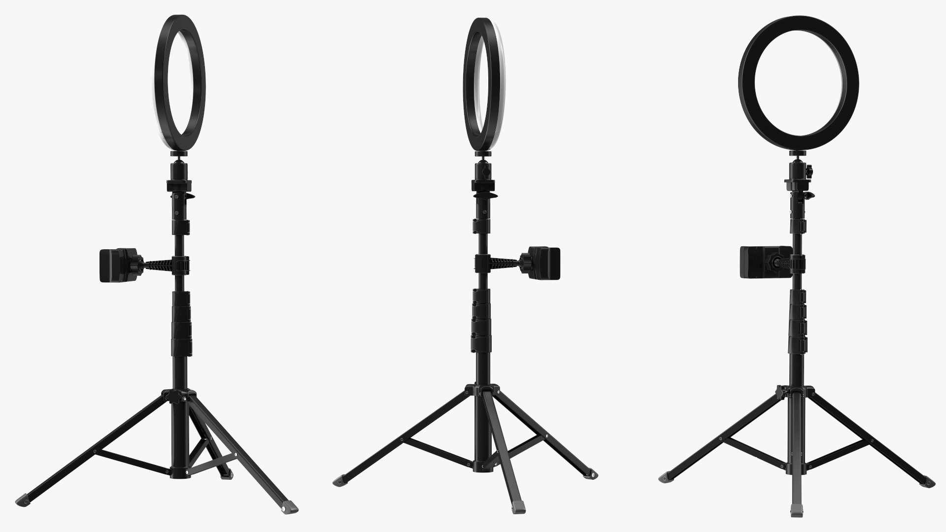 Selfie Ring Light with Tripod Stand and Phone Holder 3D