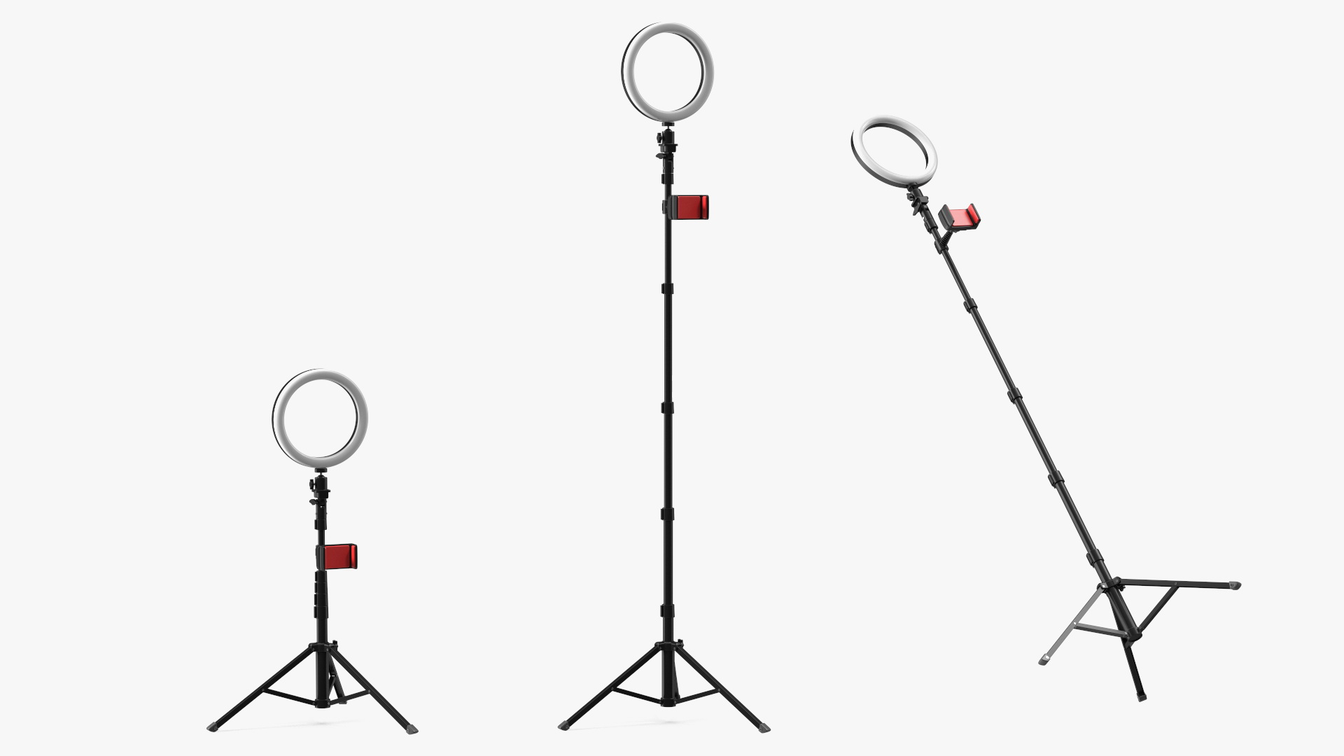 Selfie Ring Light with Tripod Stand and Phone Holder 3D