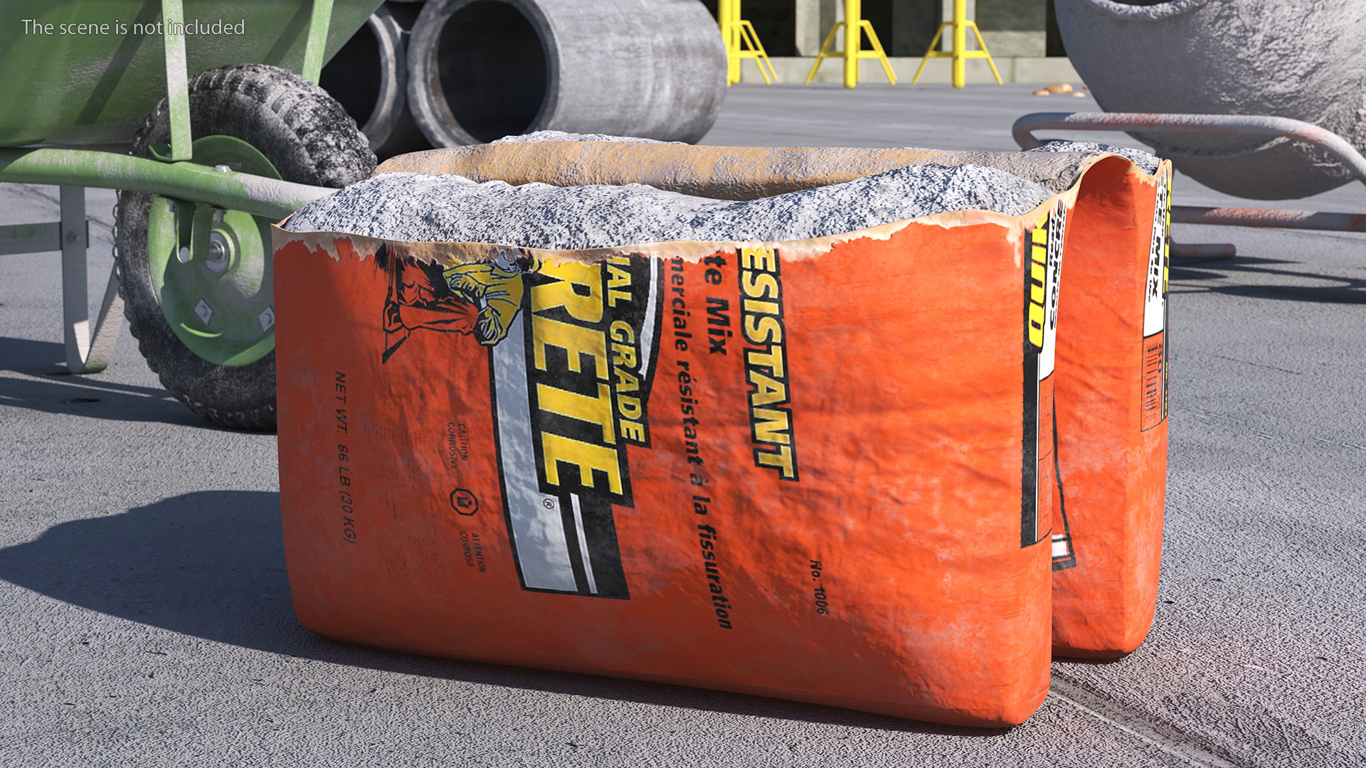 Unpacked Cement Quikrete 66 Lb Orange 3D