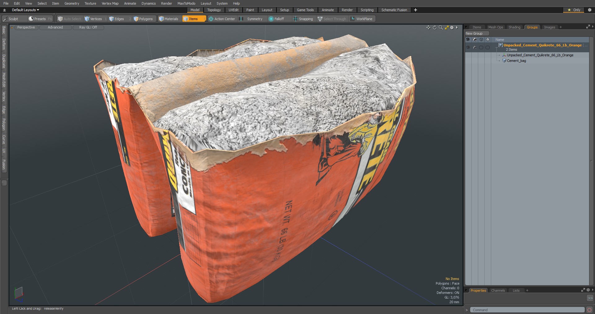 Unpacked Cement Quikrete 66 Lb Orange 3D