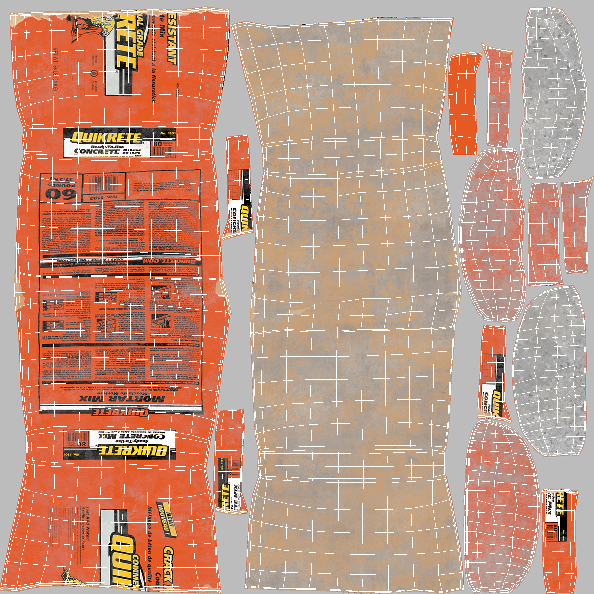 Unpacked Cement Quikrete 66 Lb Orange 3D