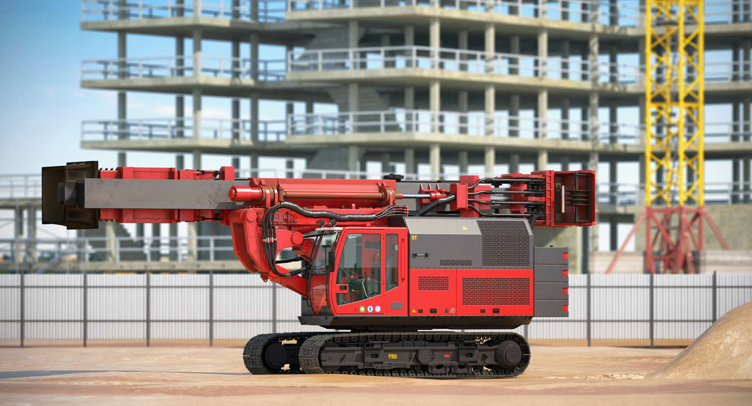 Hydraulics Pile Driver Generic Folded 3D