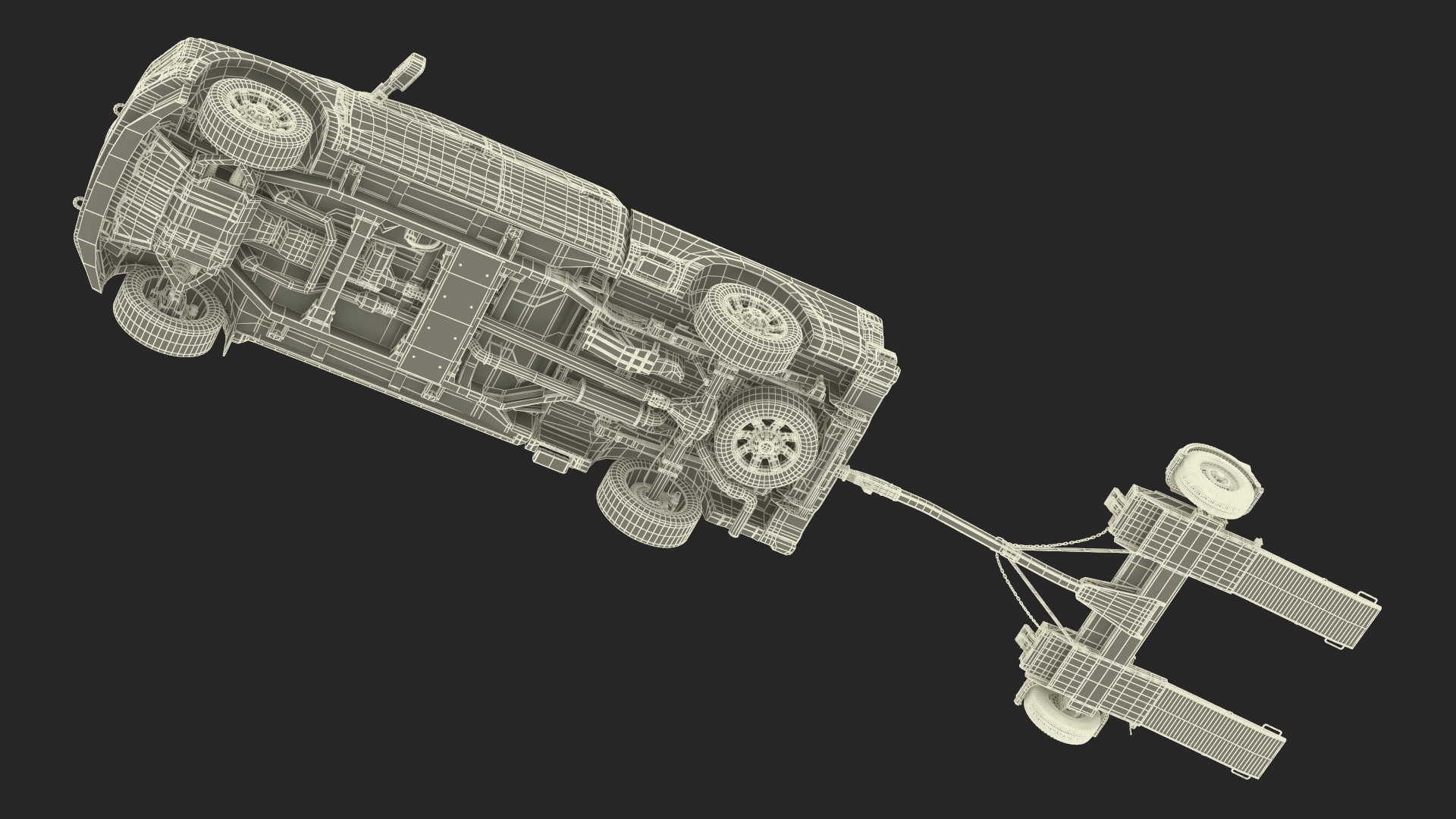 3D Ford Super Duty F-550 with U-Haul Axle Tow Dolly model
