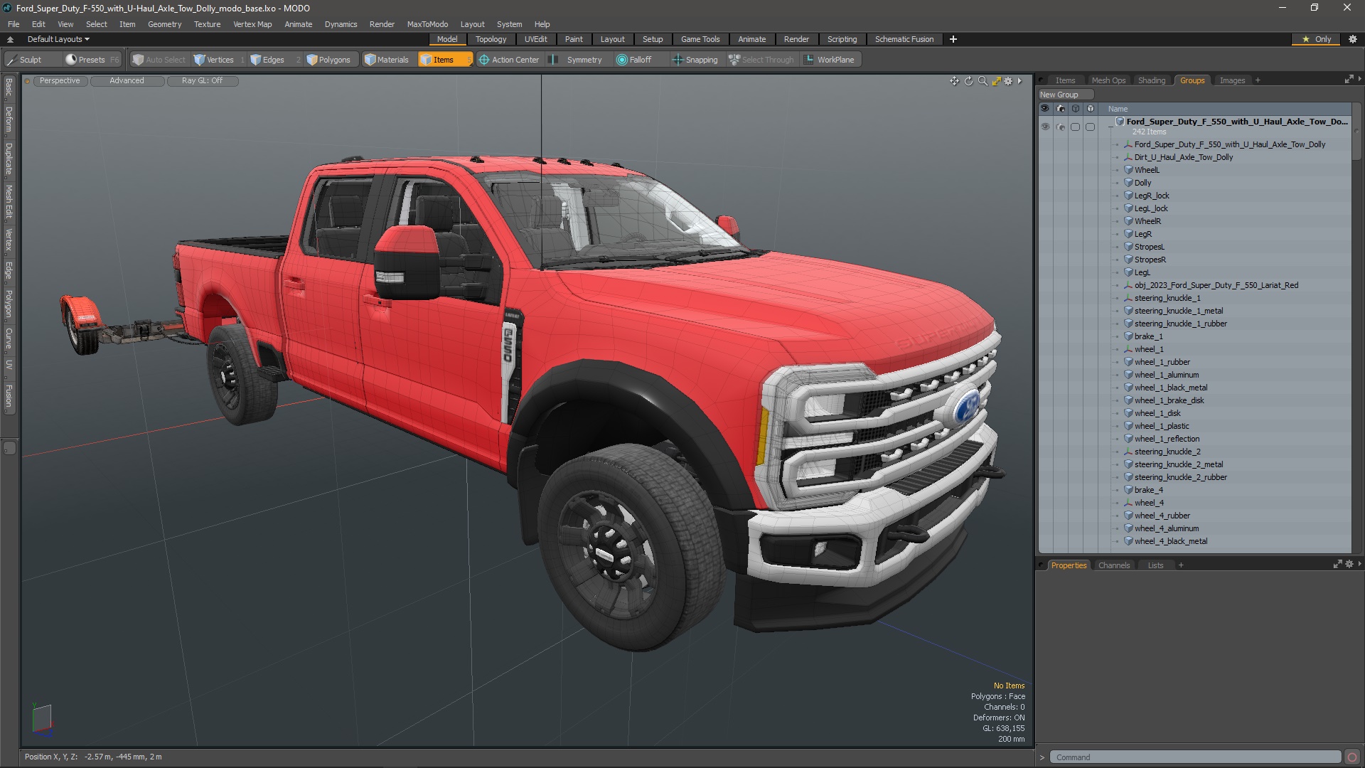 3D Ford Super Duty F-550 with U-Haul Axle Tow Dolly model