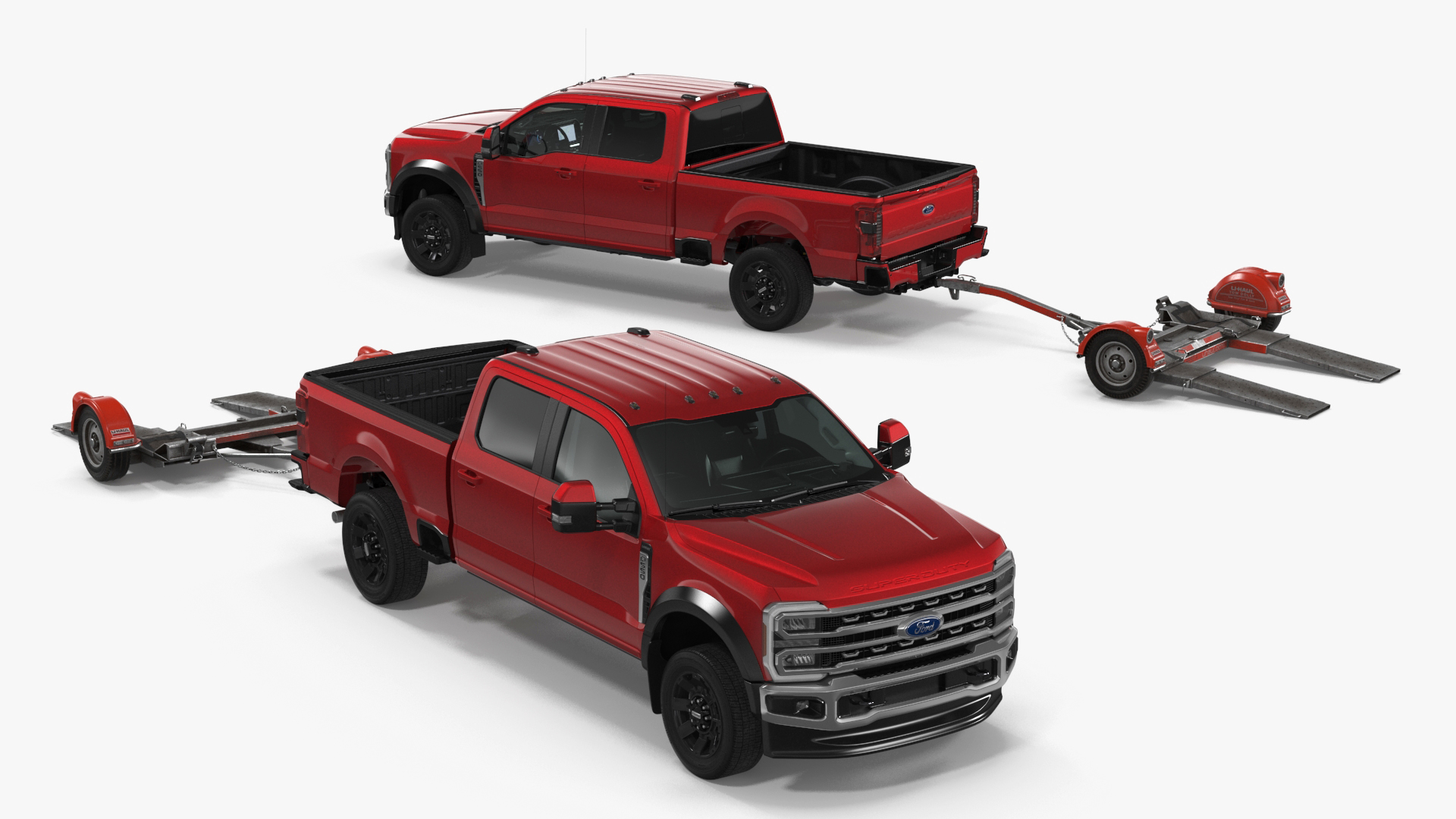 3D Ford Super Duty F-550 with U-Haul Axle Tow Dolly model