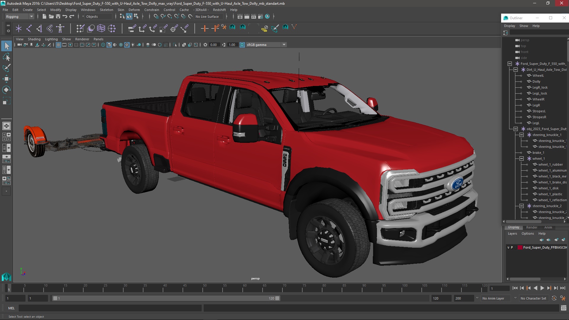 3D Ford Super Duty F-550 with U-Haul Axle Tow Dolly model