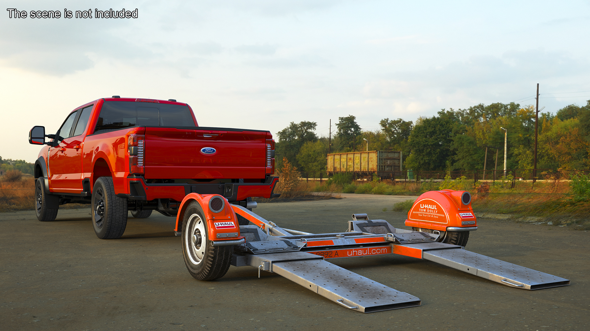 3D Ford Super Duty F-550 with U-Haul Axle Tow Dolly model