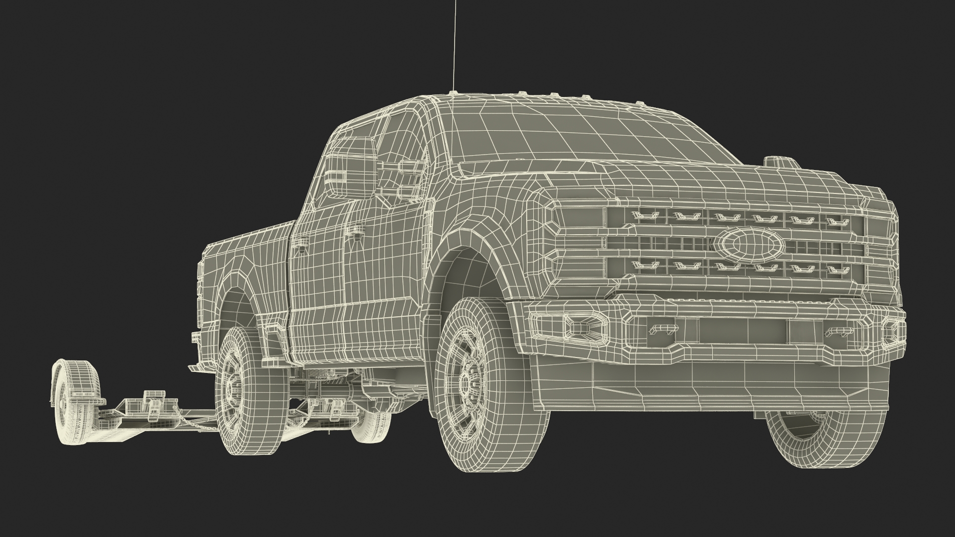 3D Ford Super Duty F-550 with U-Haul Axle Tow Dolly model