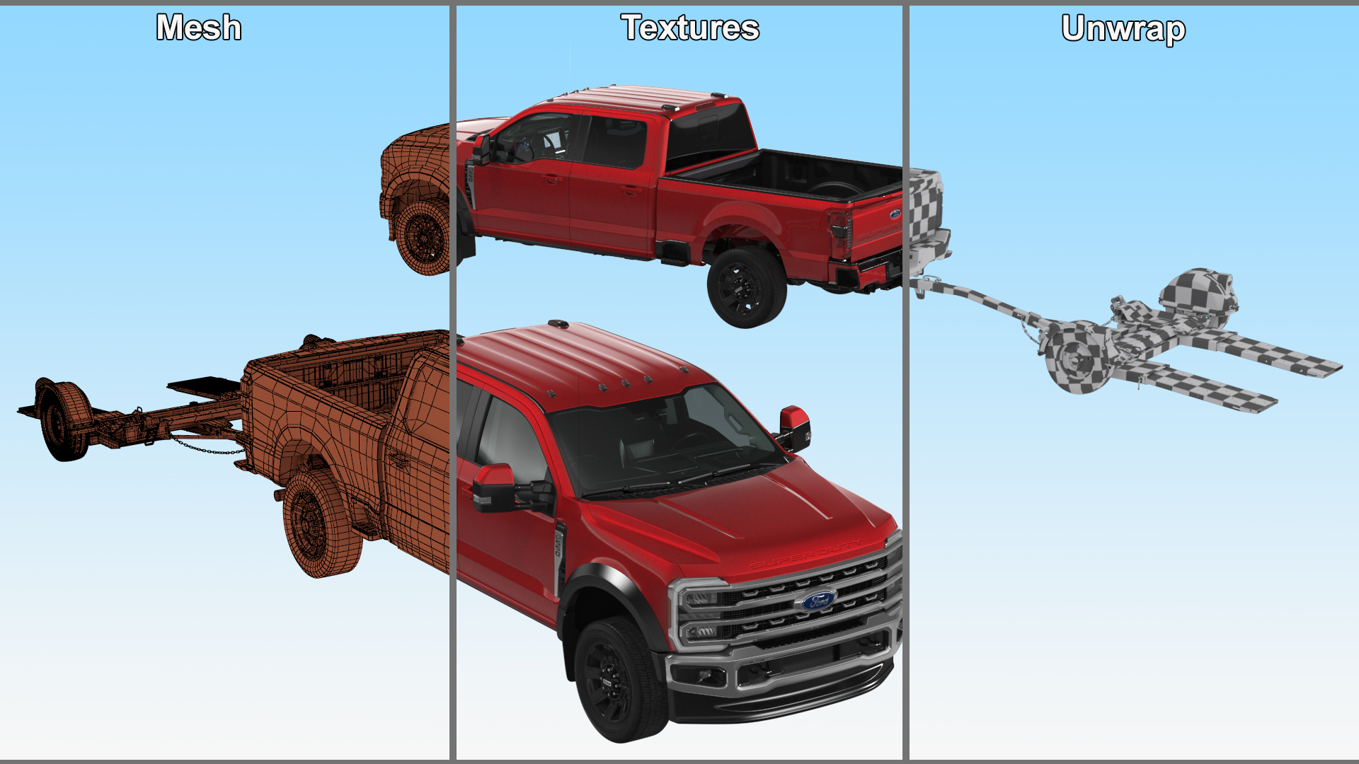 3D Ford Super Duty F-550 with U-Haul Axle Tow Dolly model