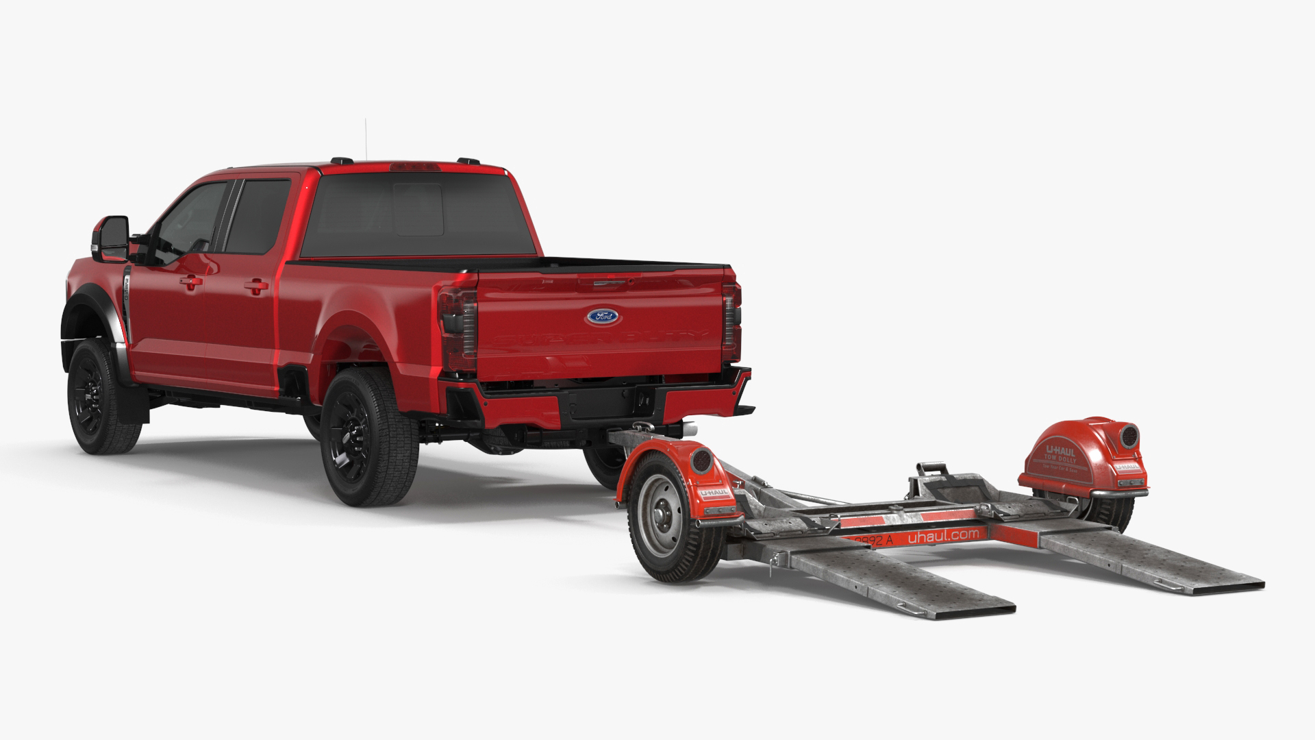 3D Ford Super Duty F-550 with U-Haul Axle Tow Dolly model