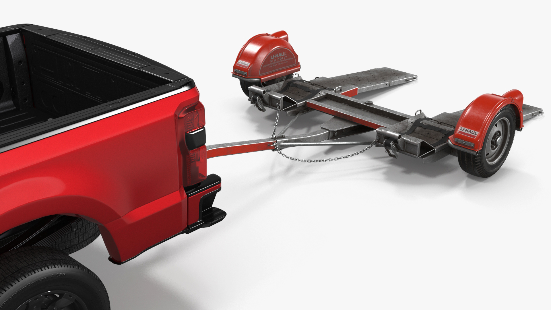 3D Ford Super Duty F-550 with U-Haul Axle Tow Dolly model
