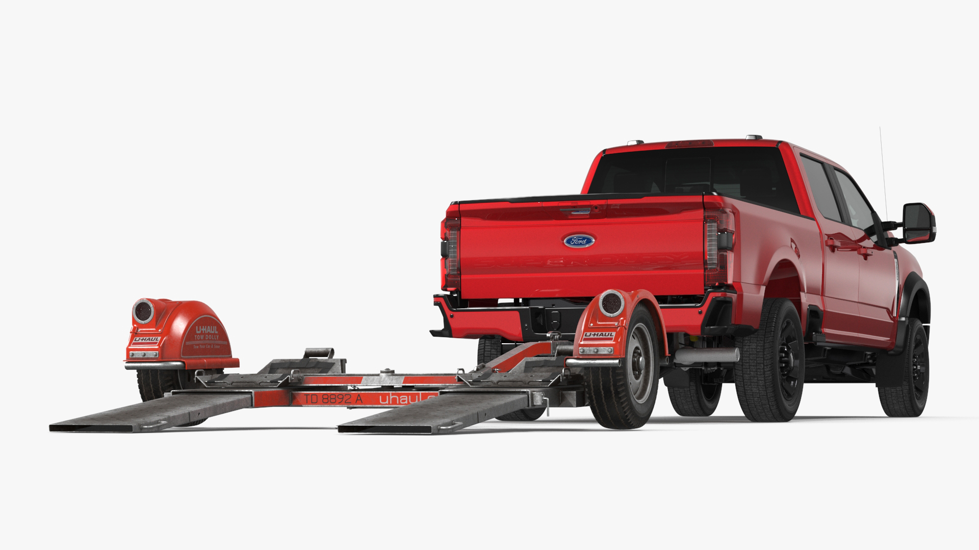 3D Ford Super Duty F-550 with U-Haul Axle Tow Dolly model