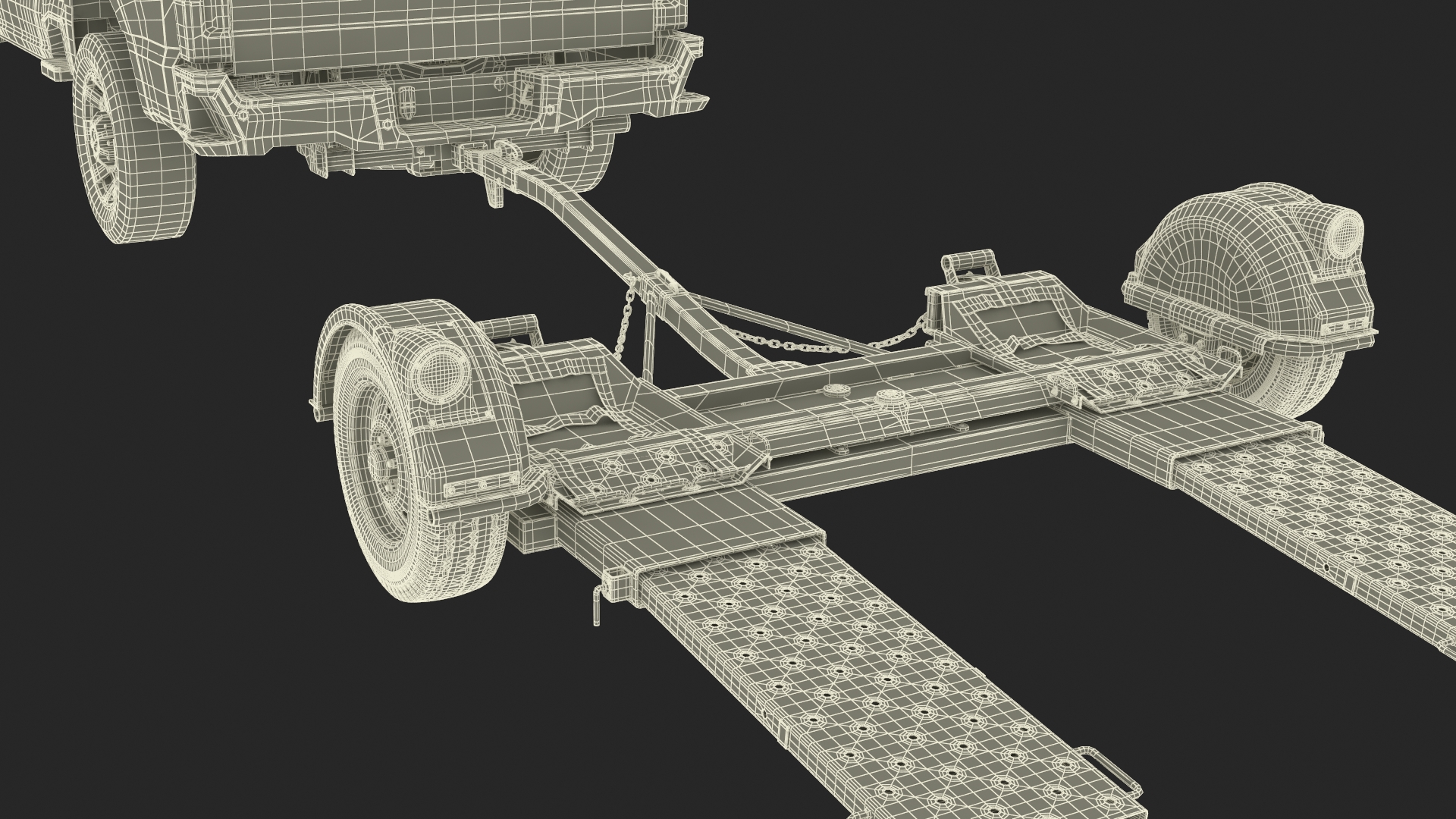 3D Ford Super Duty F-550 with U-Haul Axle Tow Dolly model