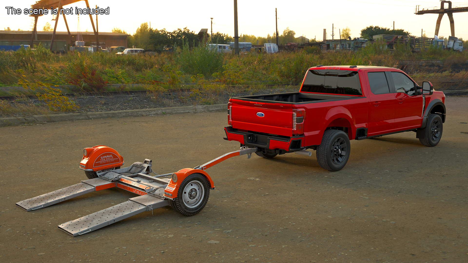 3D Ford Super Duty F-550 with U-Haul Axle Tow Dolly model
