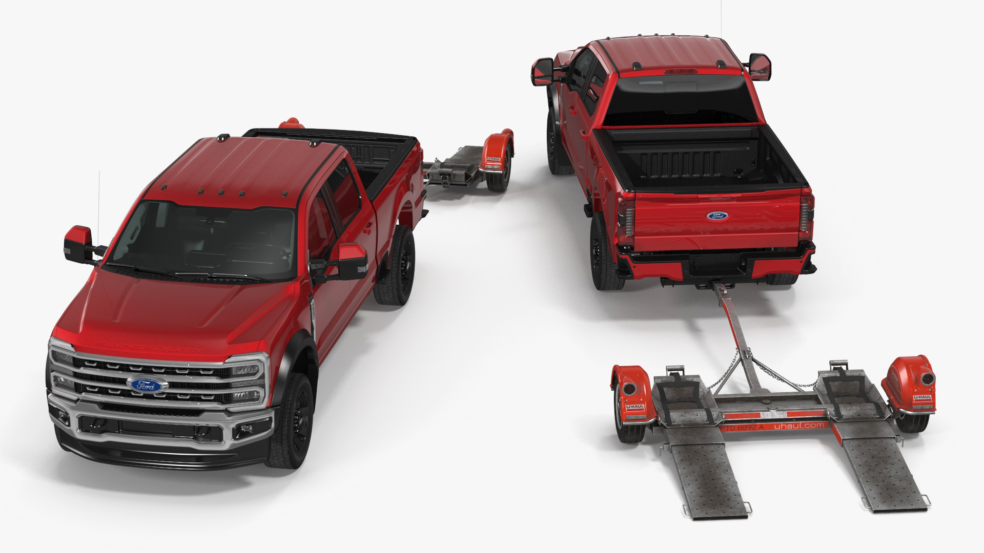3D Ford Super Duty F-550 with U-Haul Axle Tow Dolly model