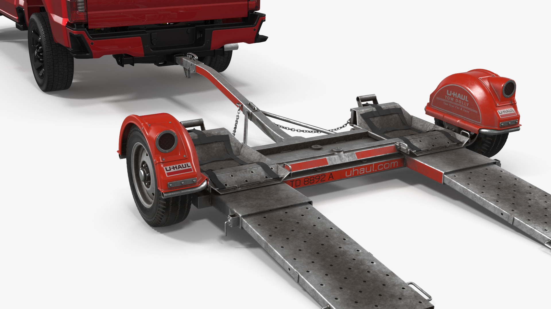 3D Ford Super Duty F-550 with U-Haul Axle Tow Dolly model