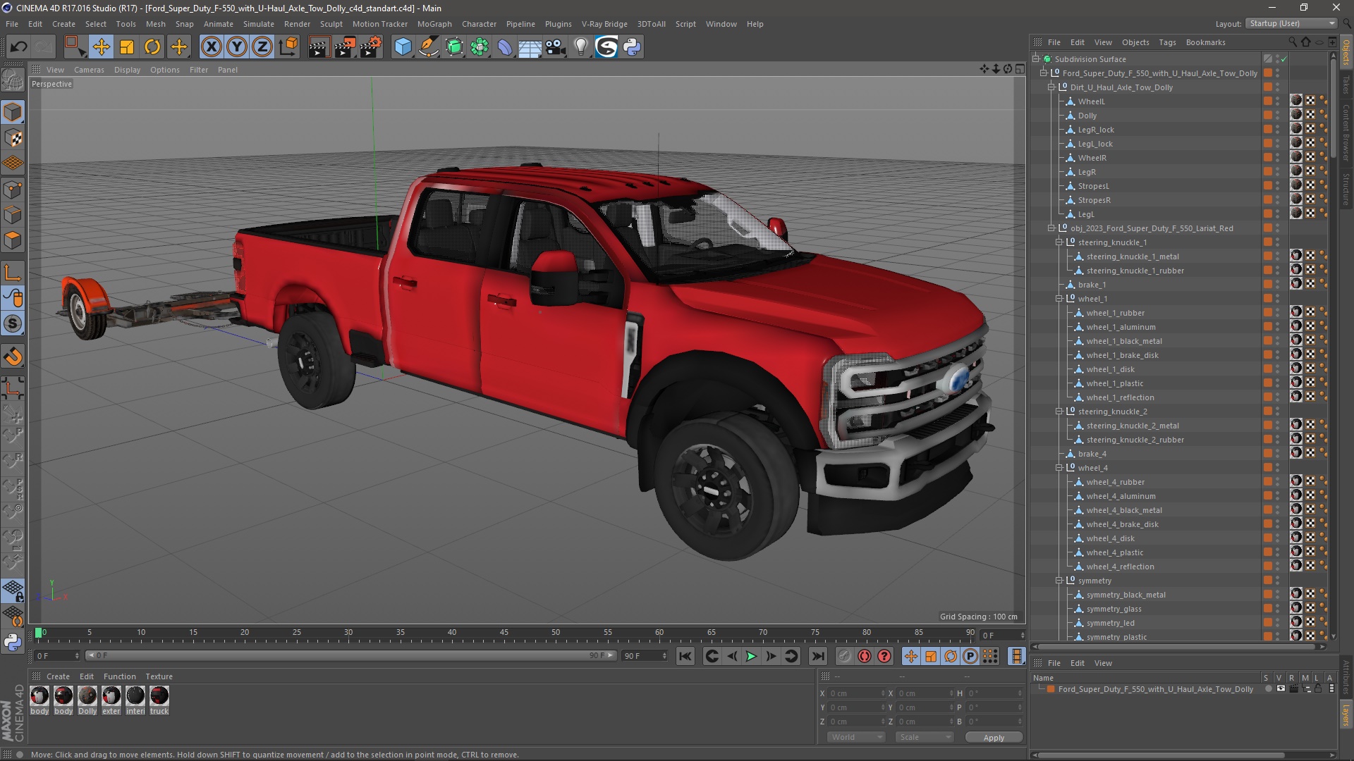 3D Ford Super Duty F-550 with U-Haul Axle Tow Dolly model