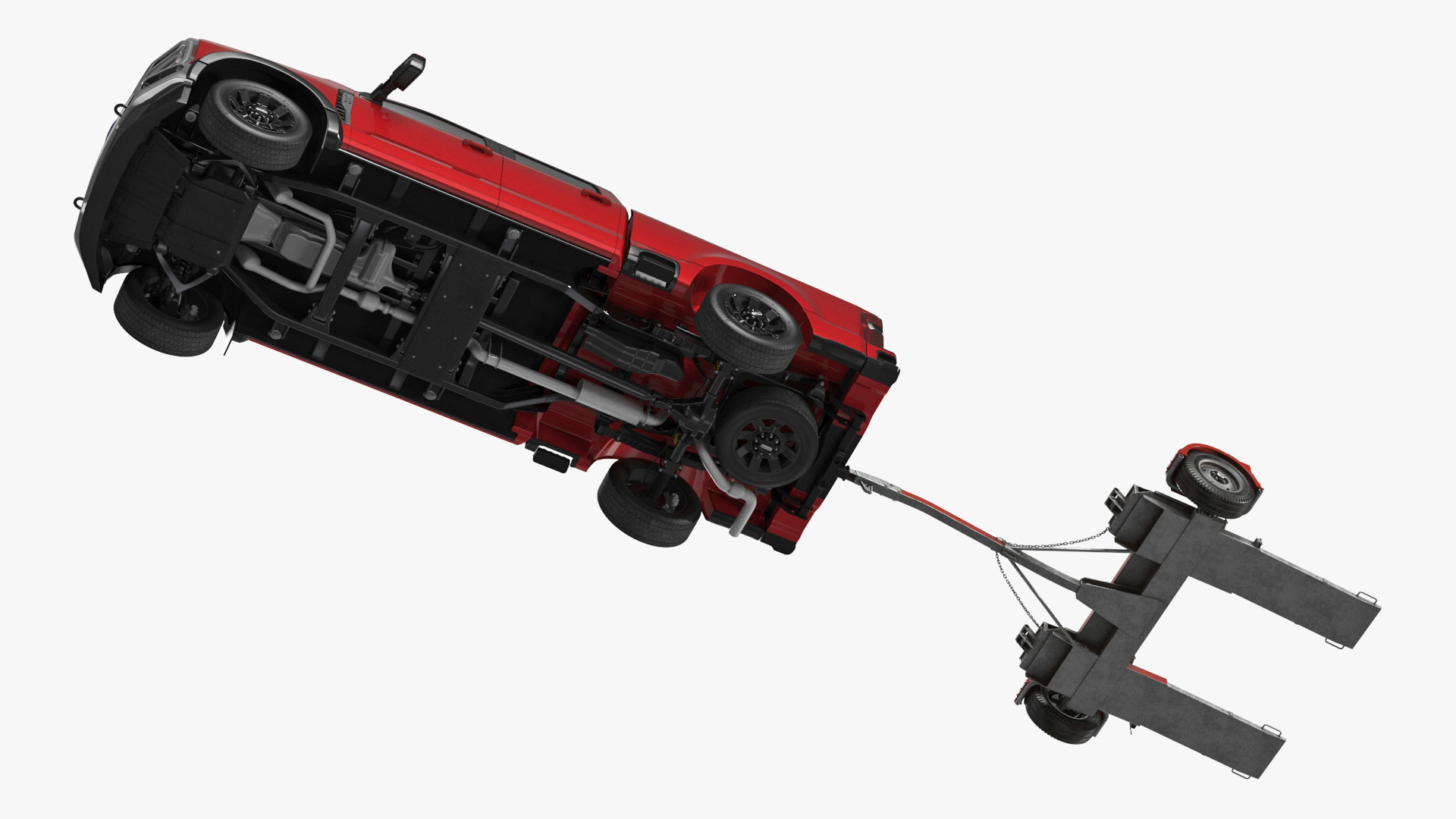 3D Ford Super Duty F-550 with U-Haul Axle Tow Dolly model
